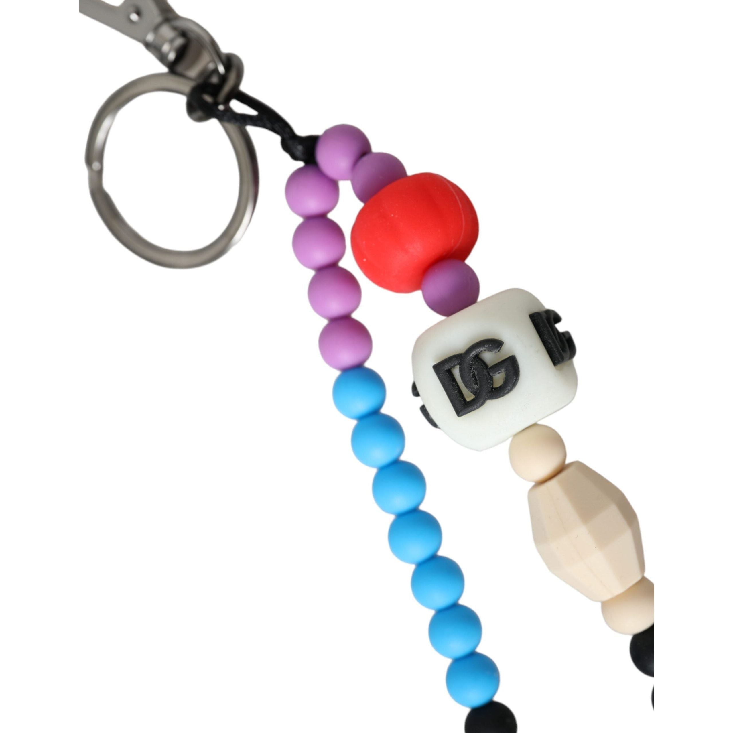 Multicolor Beaded DG Charm Accessory Keychain Keyring