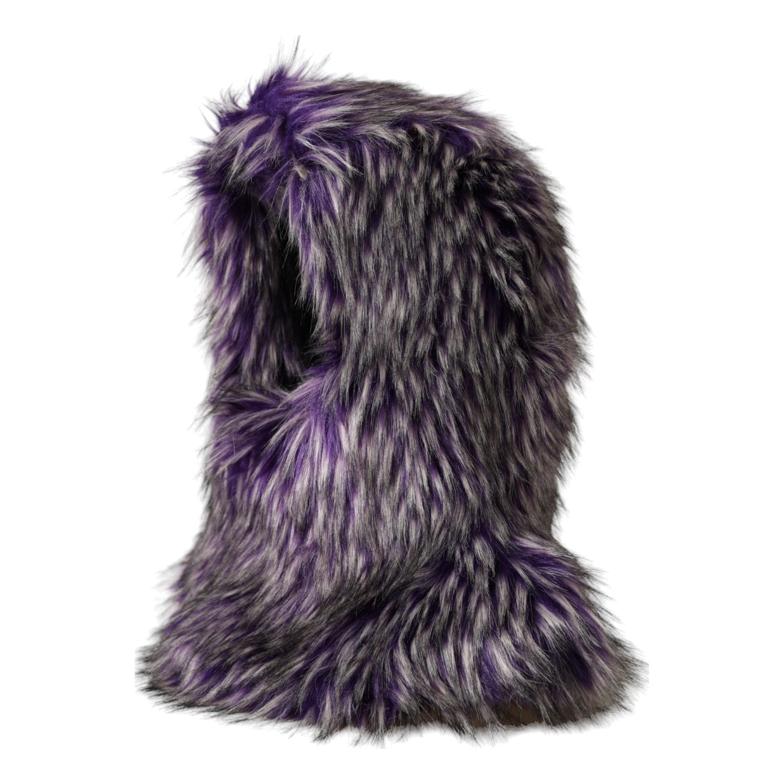 Purple Faux Fur Whole Head Wrap Hat