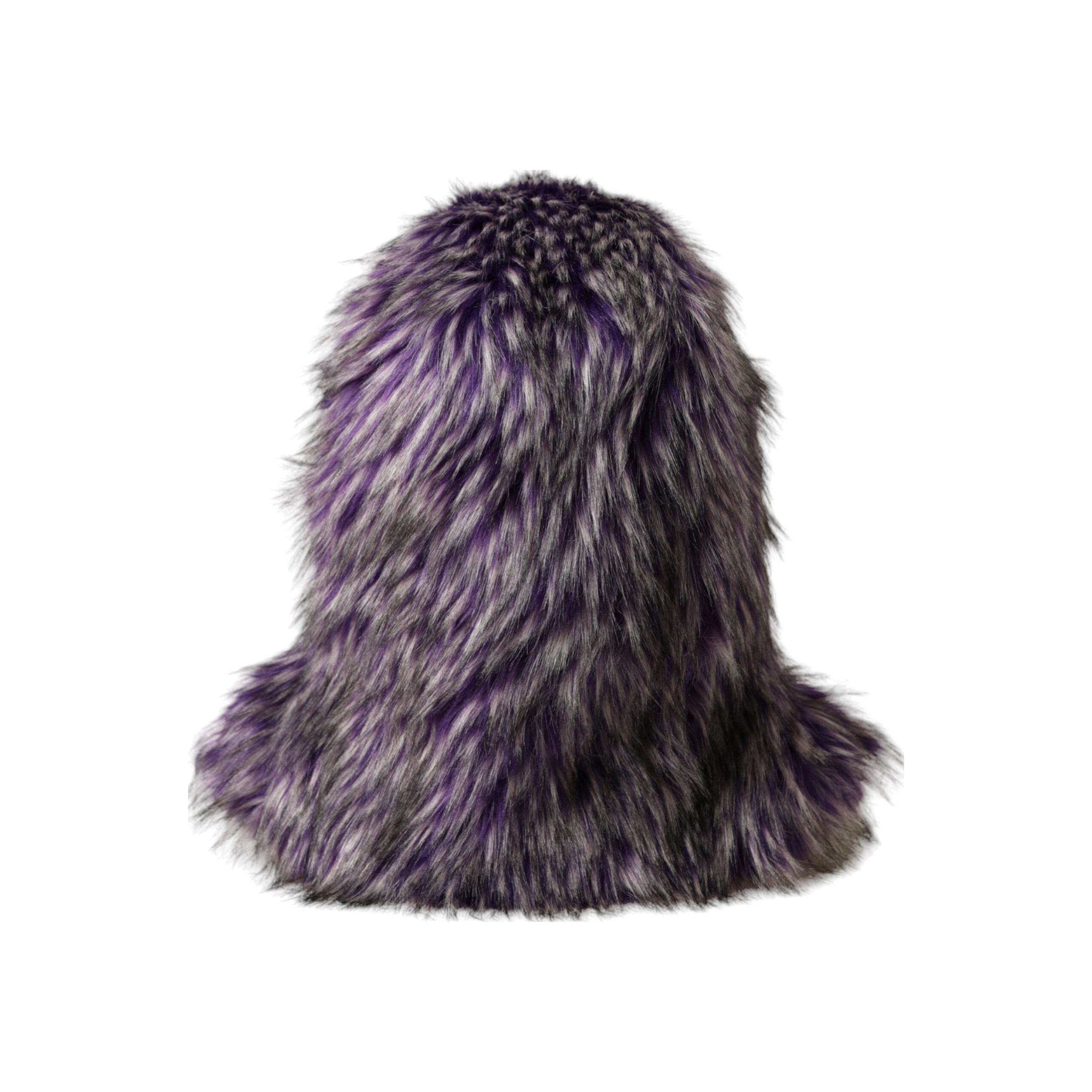 Purple Faux Fur Whole Head Wrap Hat