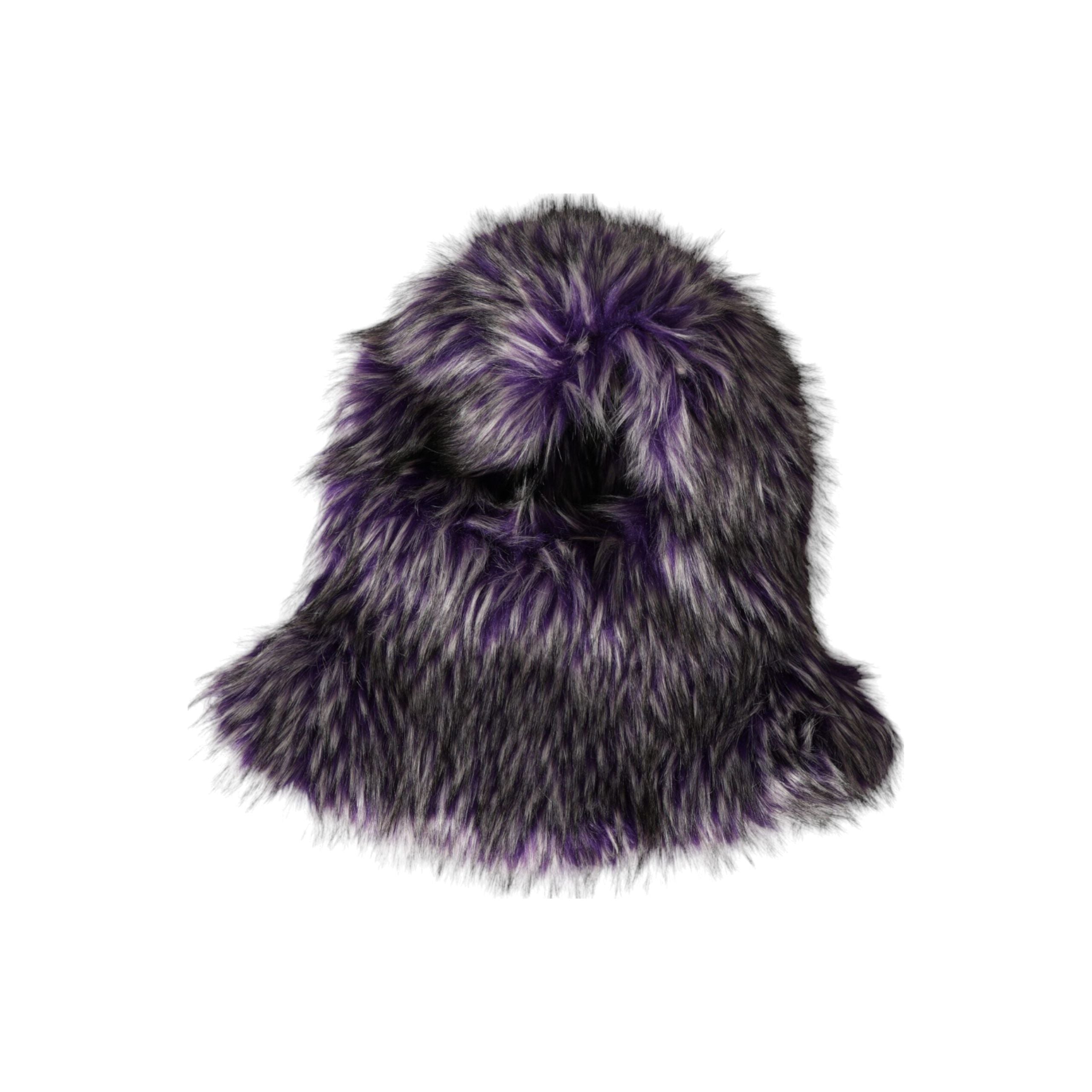 Purple Faux Fur Whole Head Wrap Hat