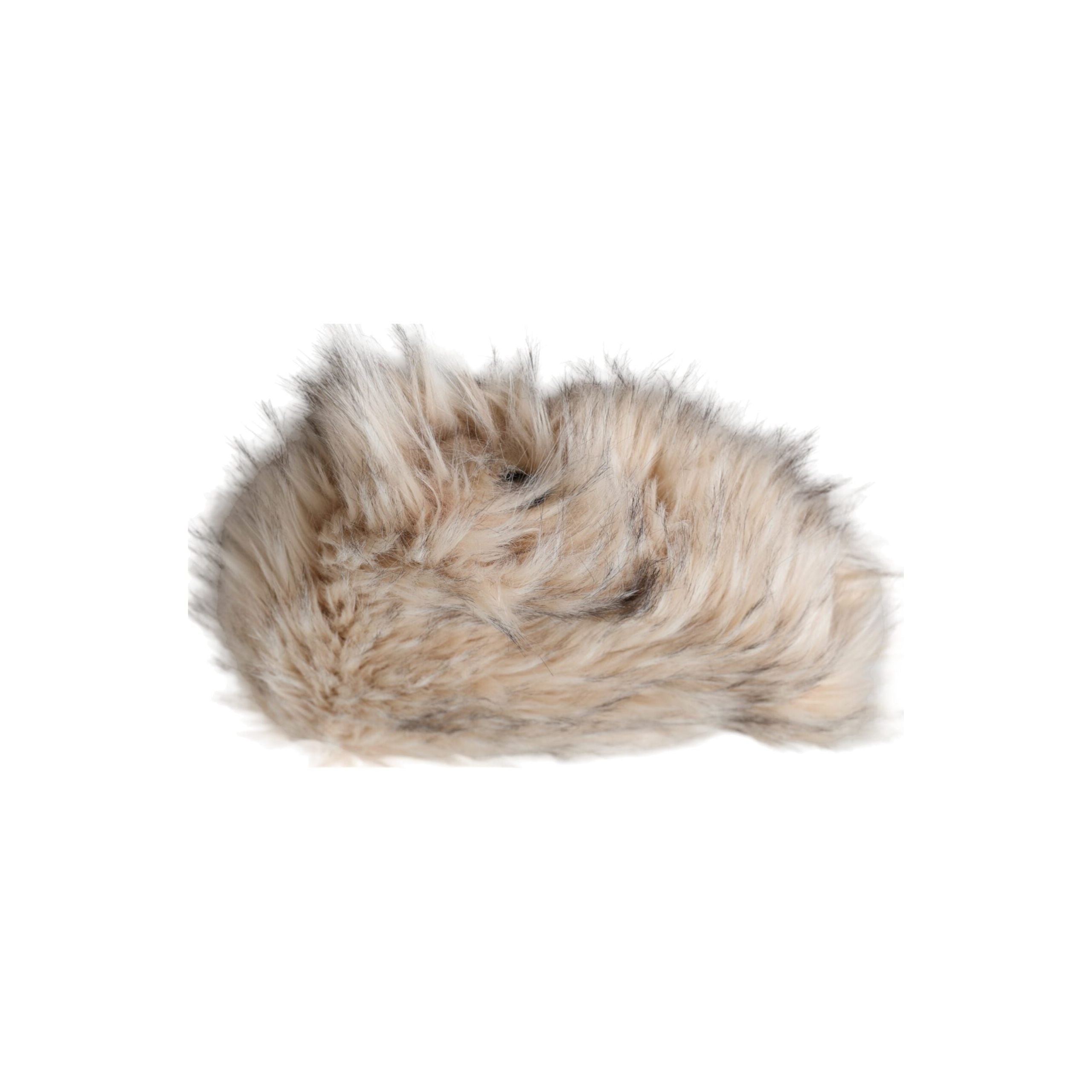 Beige Acrylic Fur Women Bucket Hat