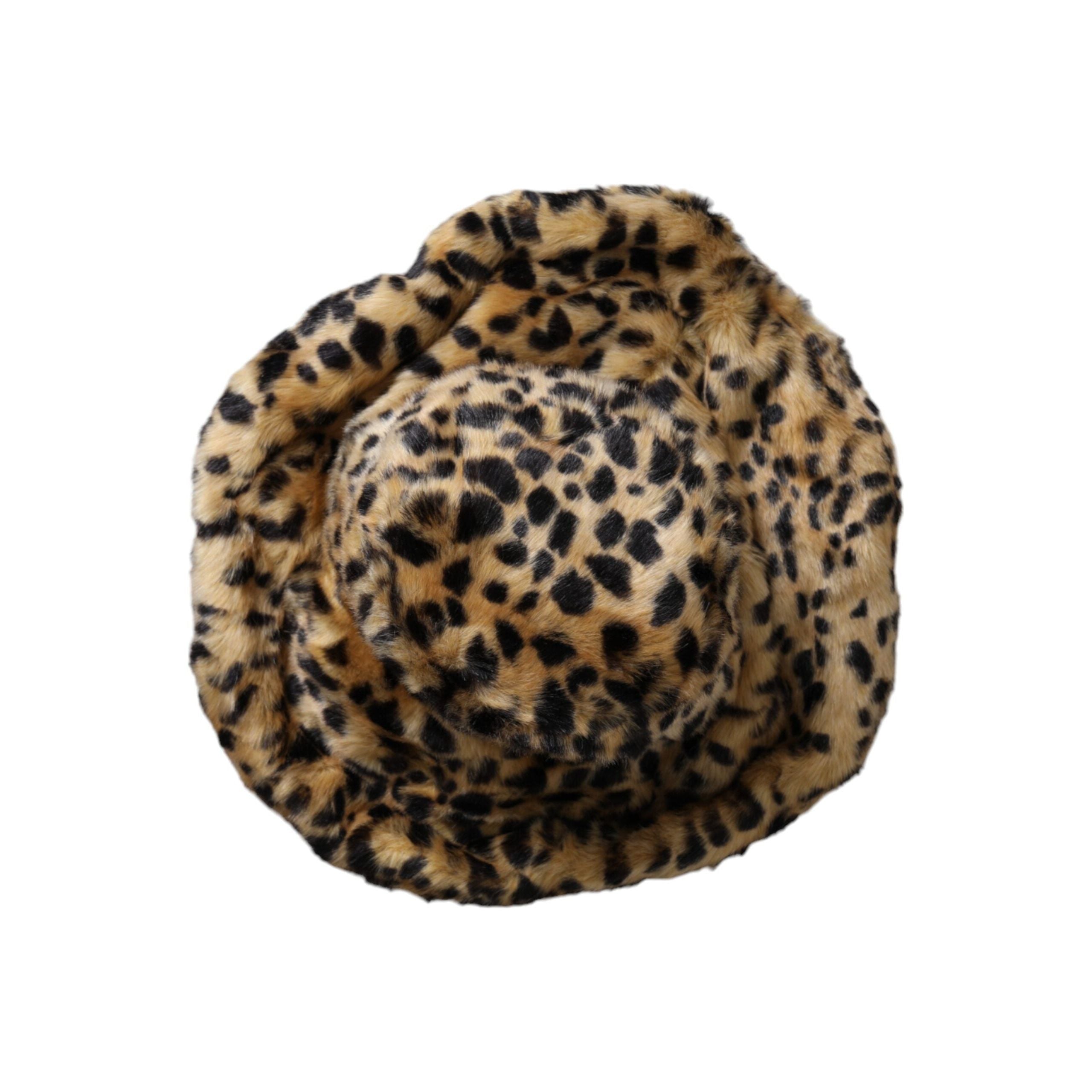 Brown Leopard Fur Women Bucket Hat