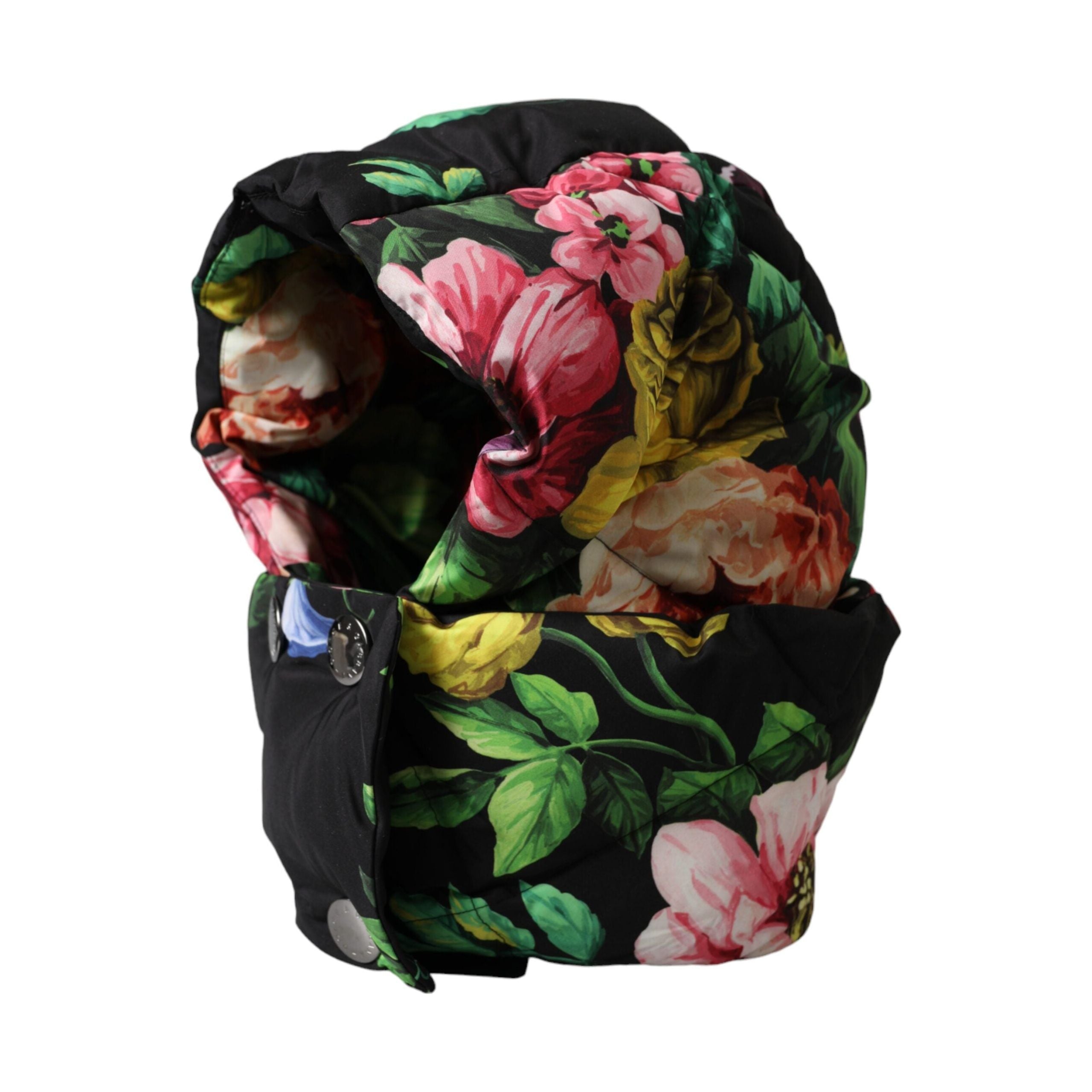 Black Floral Print Whole Head Wrap Hat