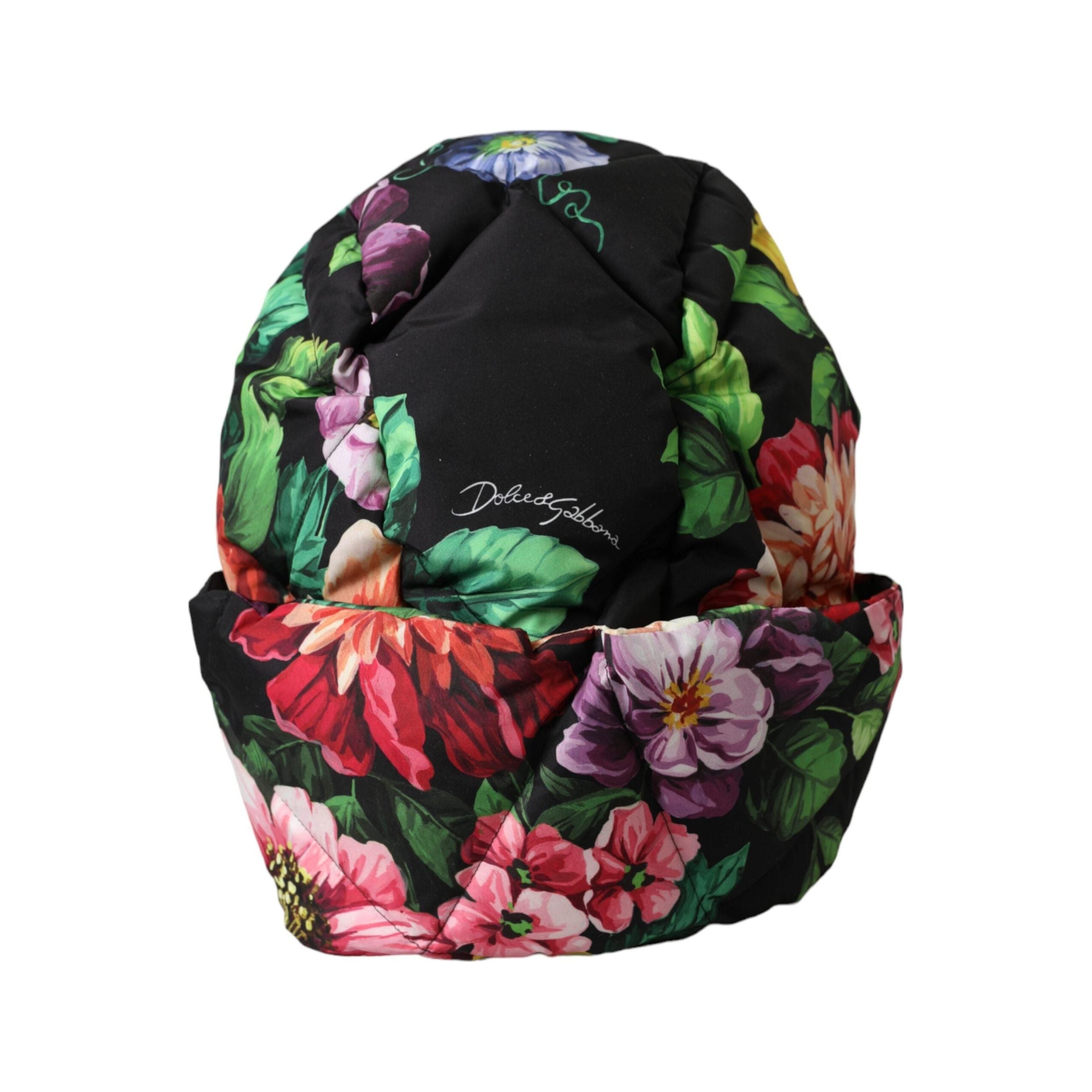 Black Floral Print Whole Head Wrap Hat