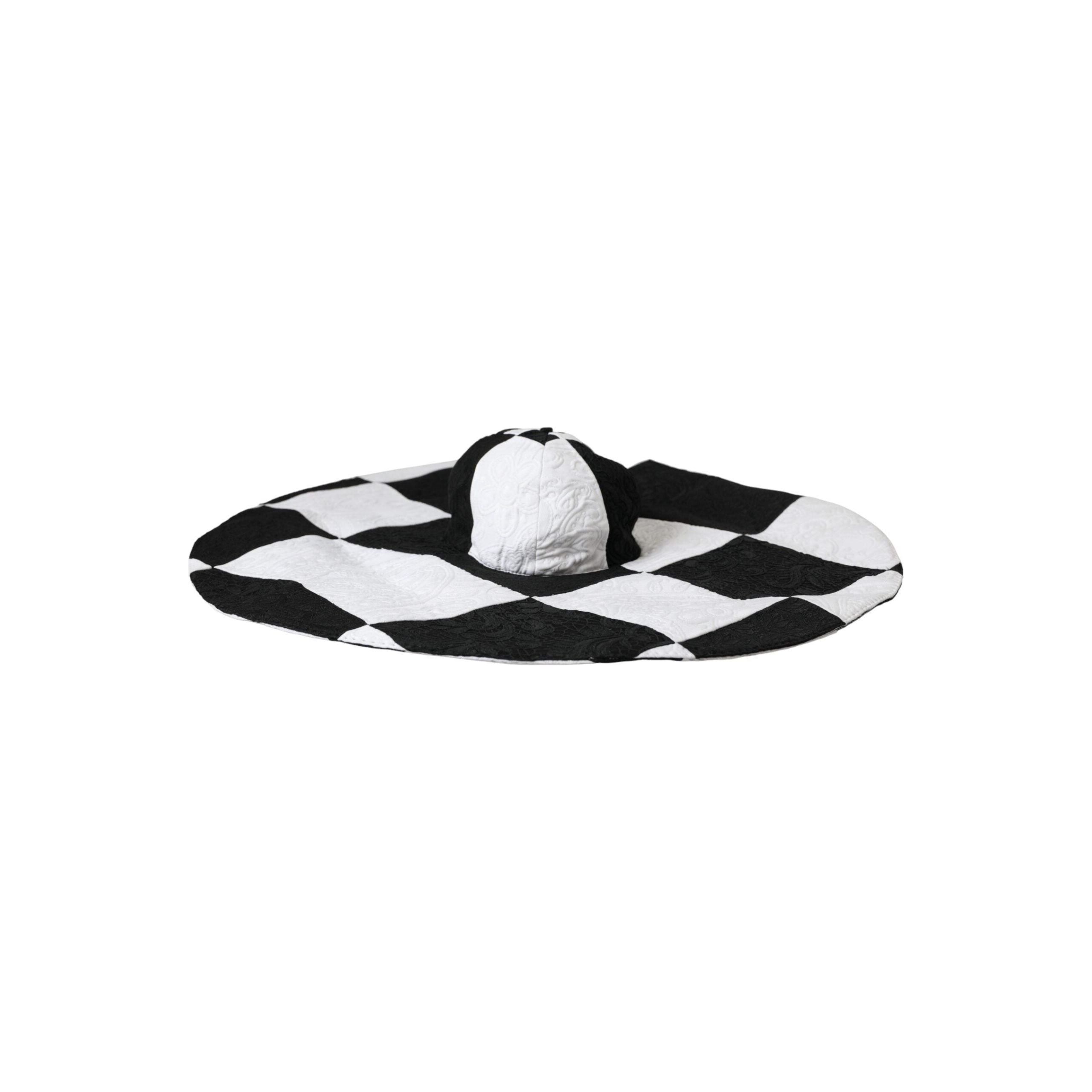 Black White Checkered Wide Brim Floppy Hat