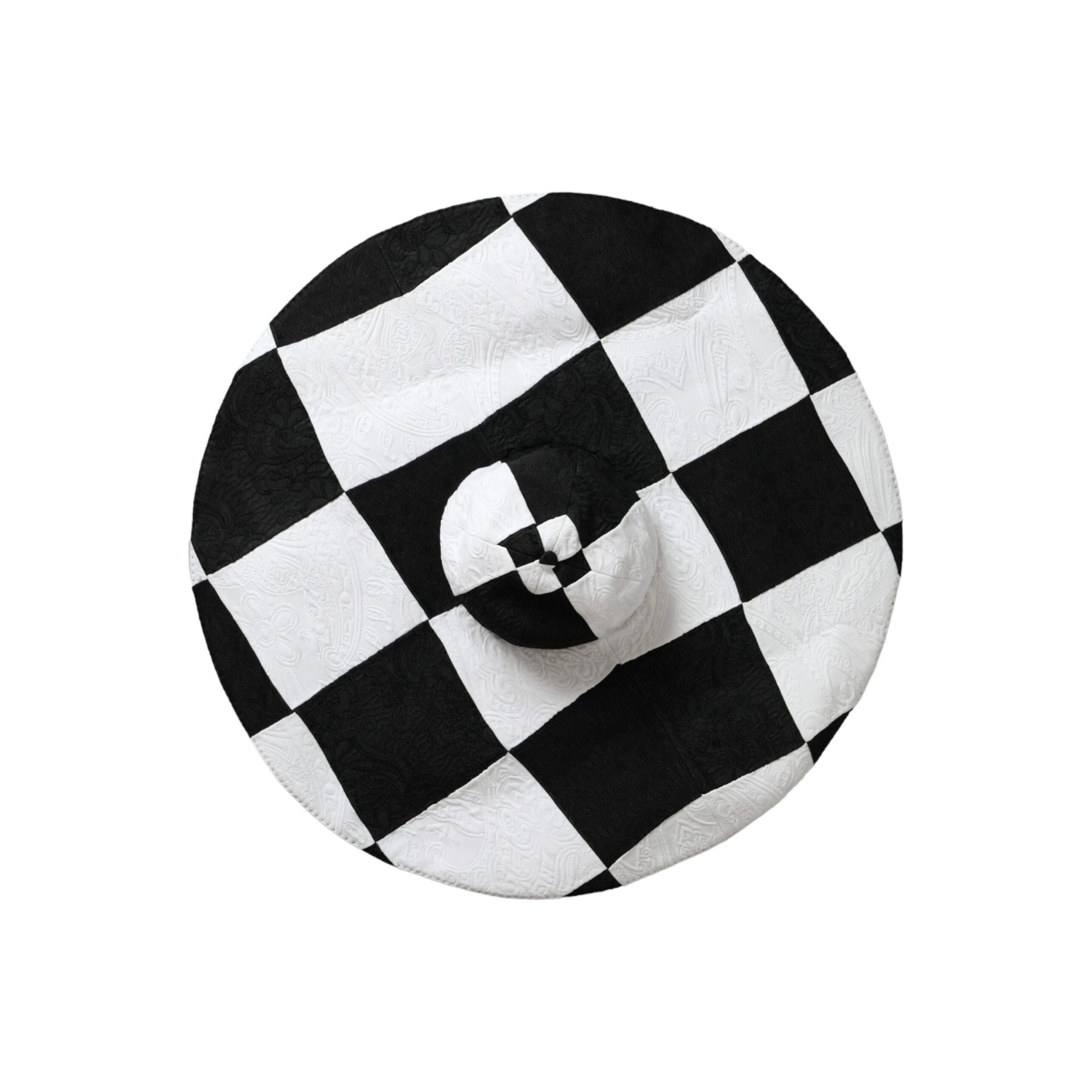 Black White Checkered Wide Brim Floppy Hat