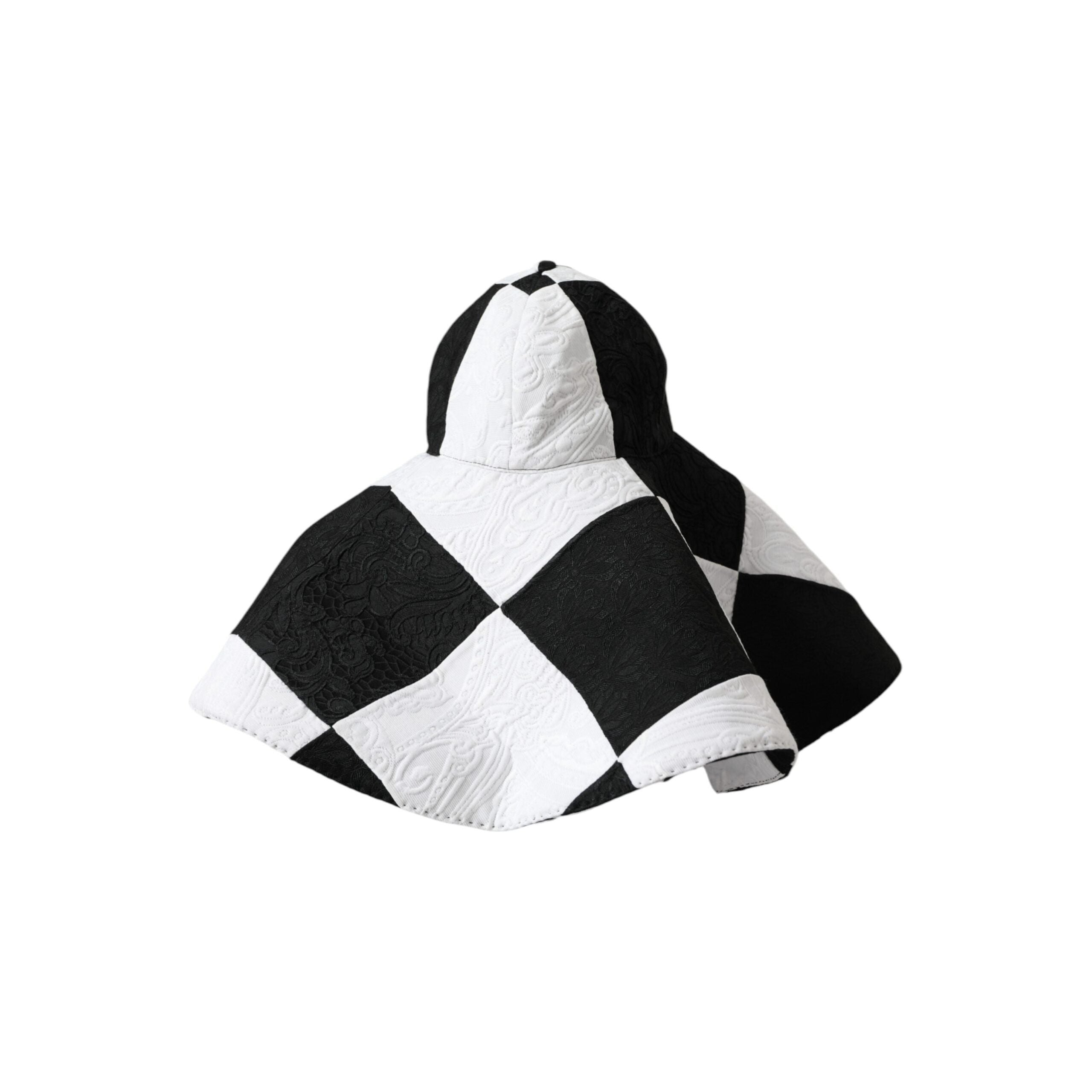 Black White Checkered Wide Brim Floppy Hat