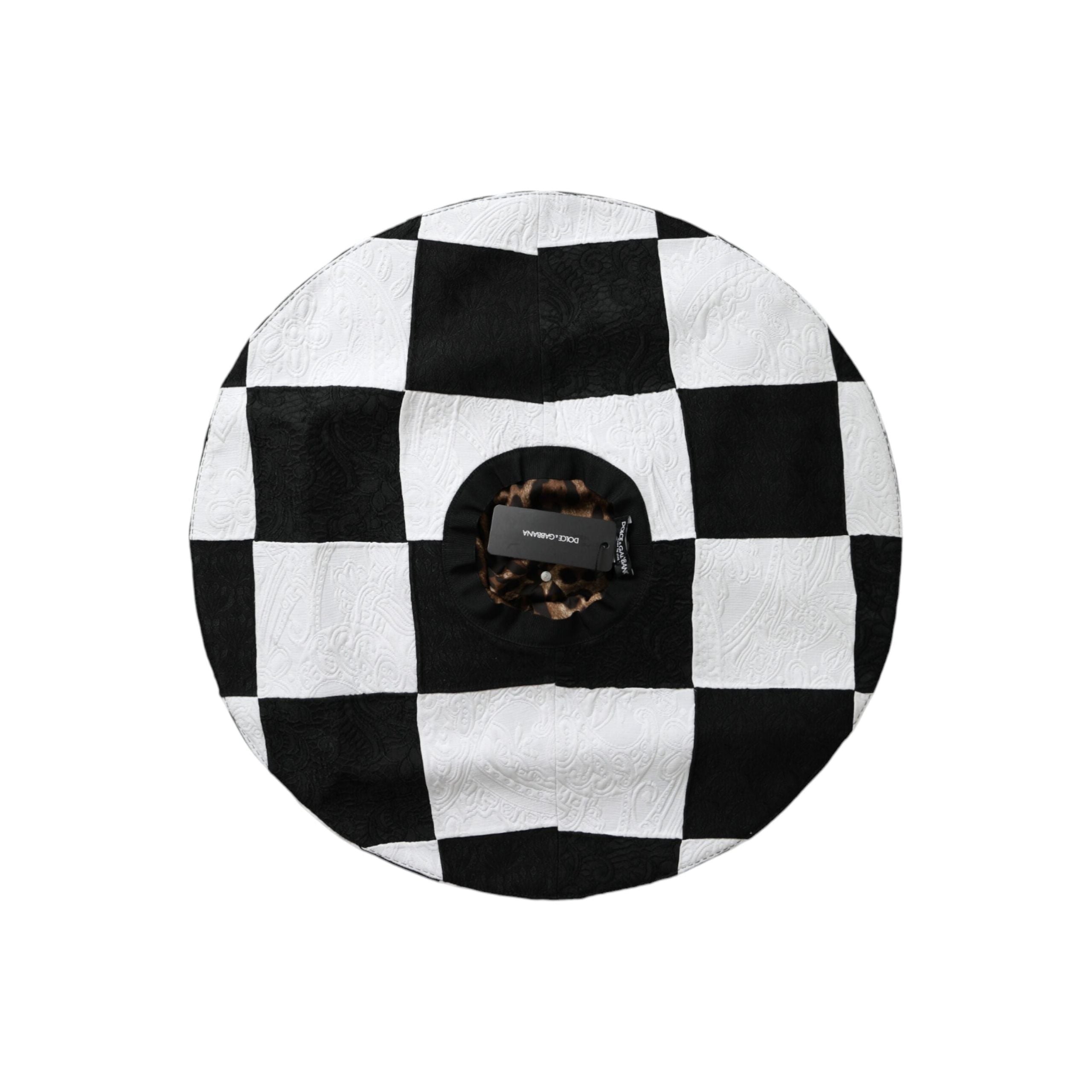 Black White Checkered Wide Brim Floppy Hat