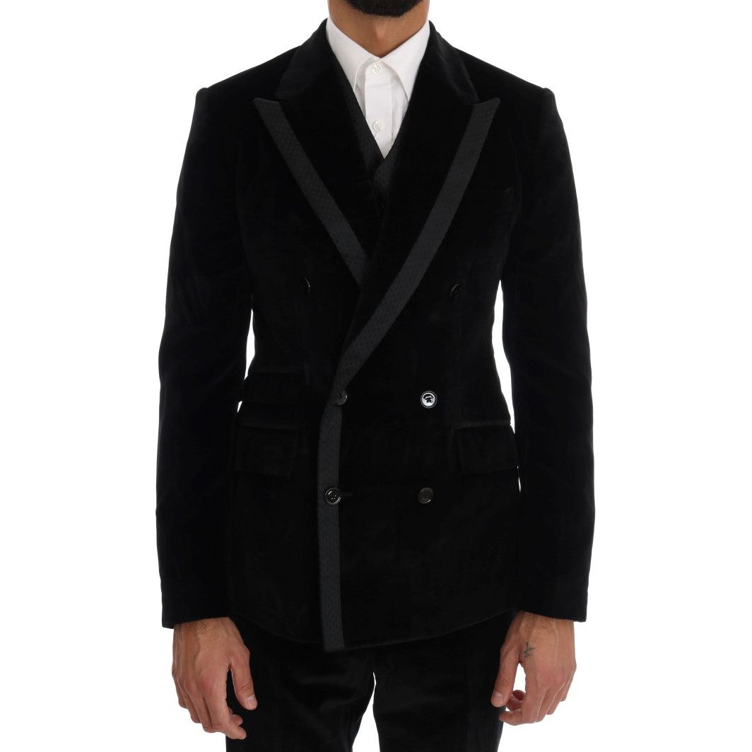 Elegant Black Slim Fit Three-Piece Suit