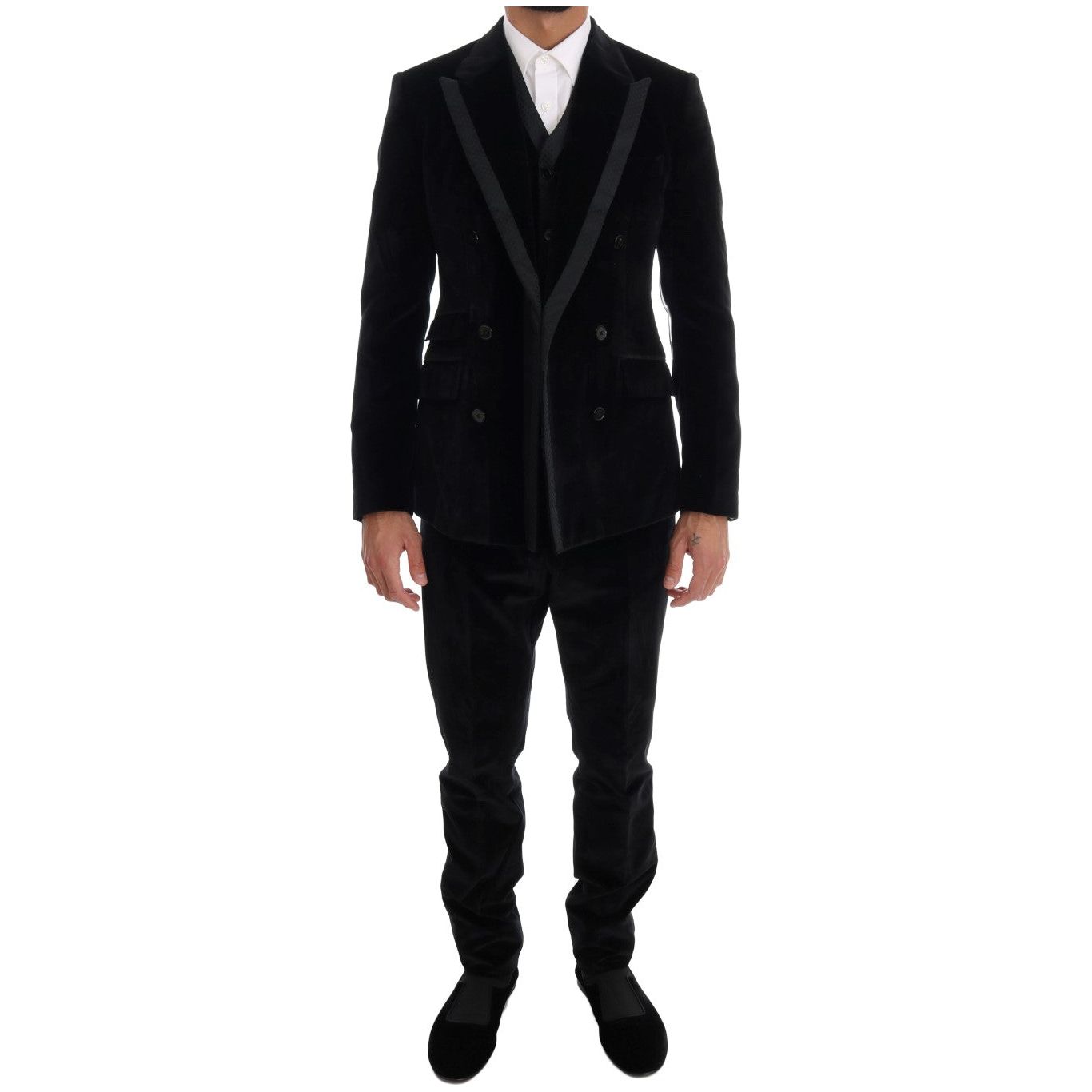 Elegant Black Slim Fit Three-Piece Suit