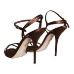 Bronze Ankle Strap Stiletto High Heels Sandals Shoes