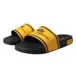 Black Yellow Neoprene Slides Beachwear Shoes