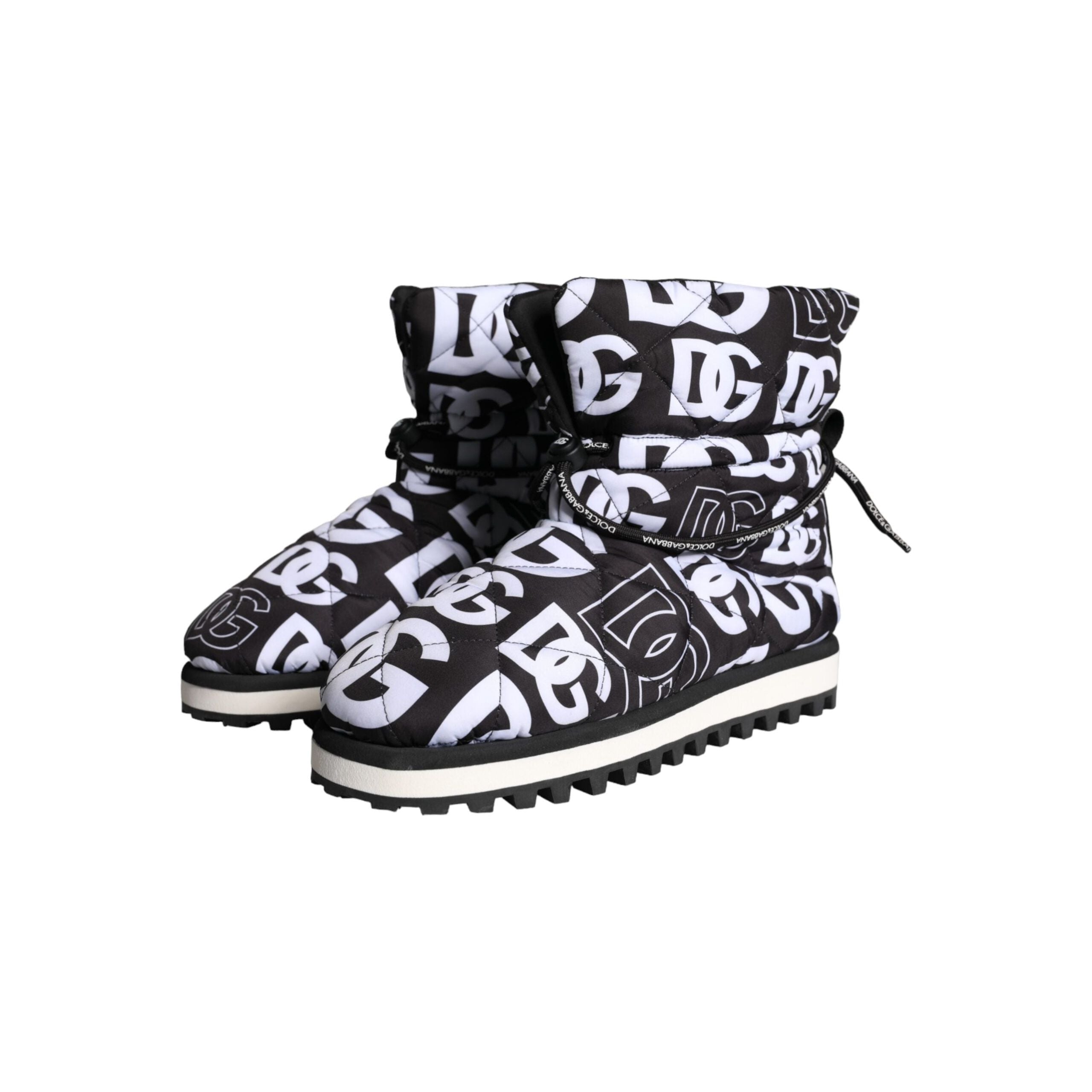 Black Logo Nylon Padded Mid Calf Boots Shoes