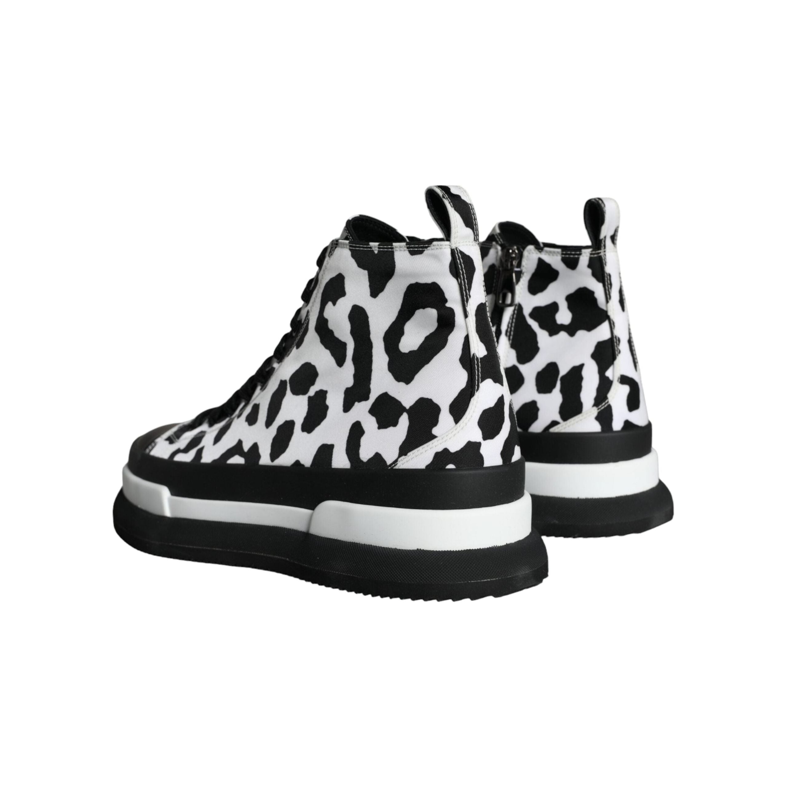 Black White Leopard High Top Sneaker Shoes