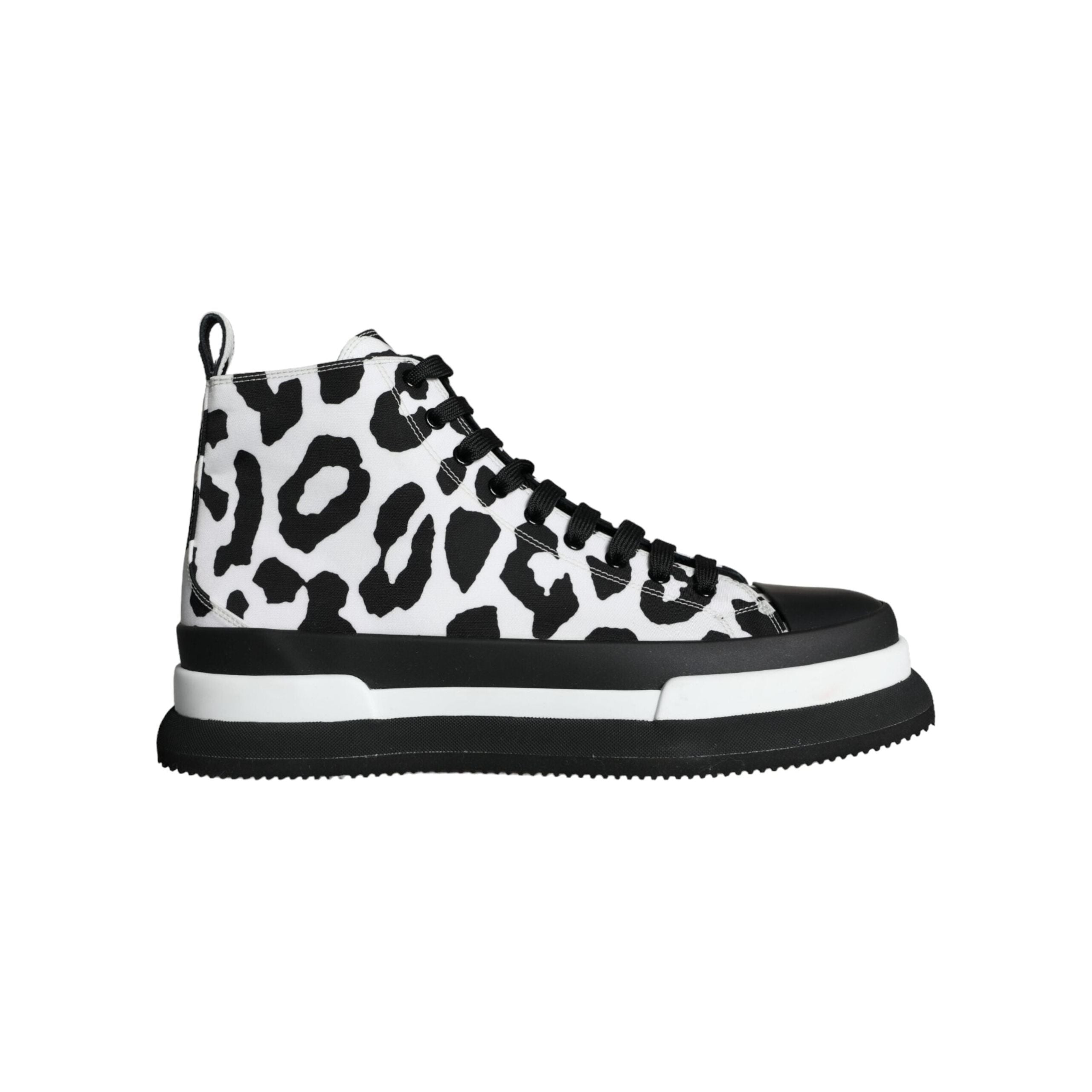 Black White Leopard High Top Sneaker Shoes