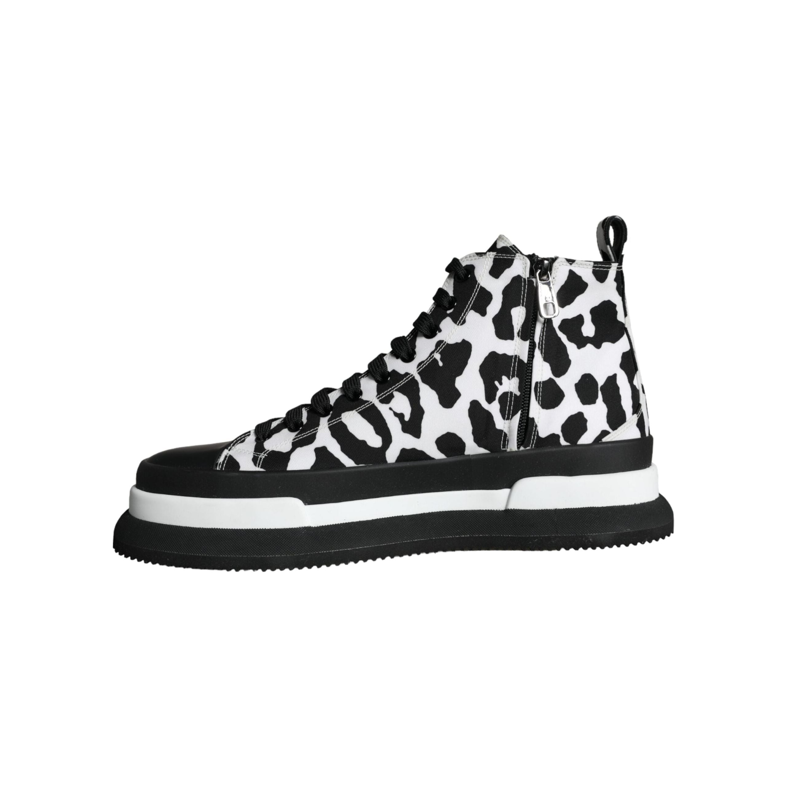 Black White Leopard High Top Sneaker Shoes