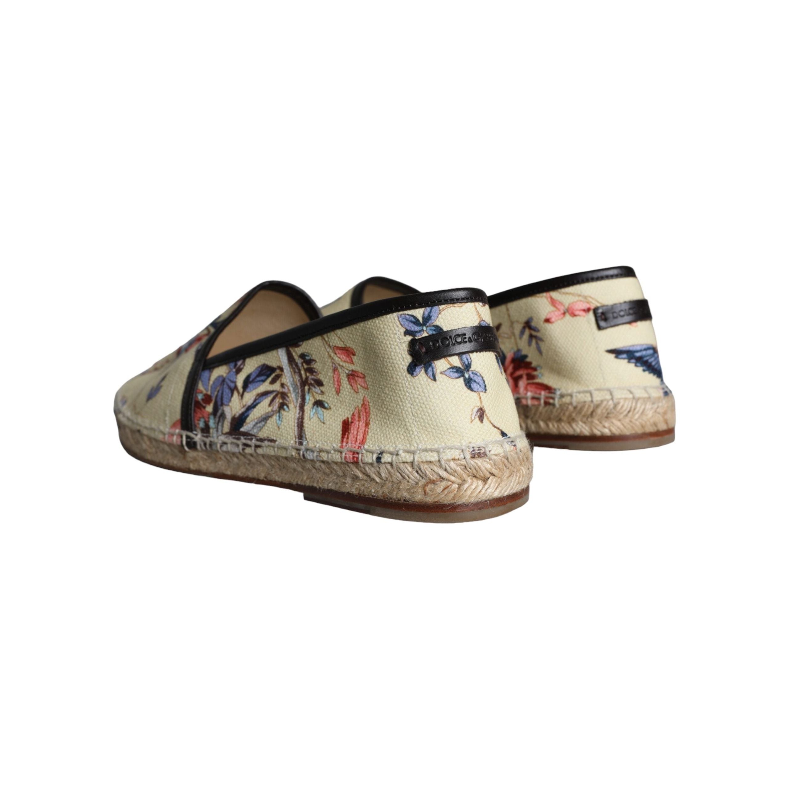 Beige Floral Canvas Espadrilles Slip On Shoes