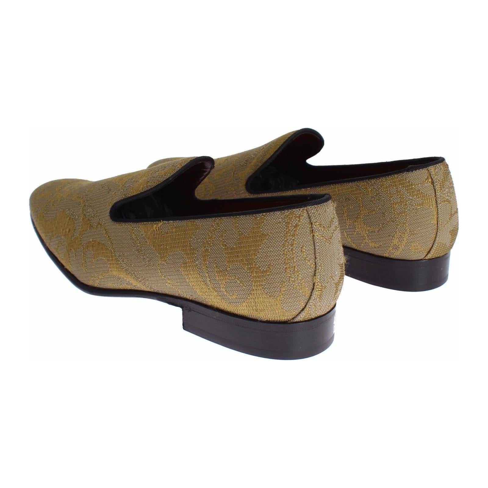 Golden Baroque Silk Dress Loafers