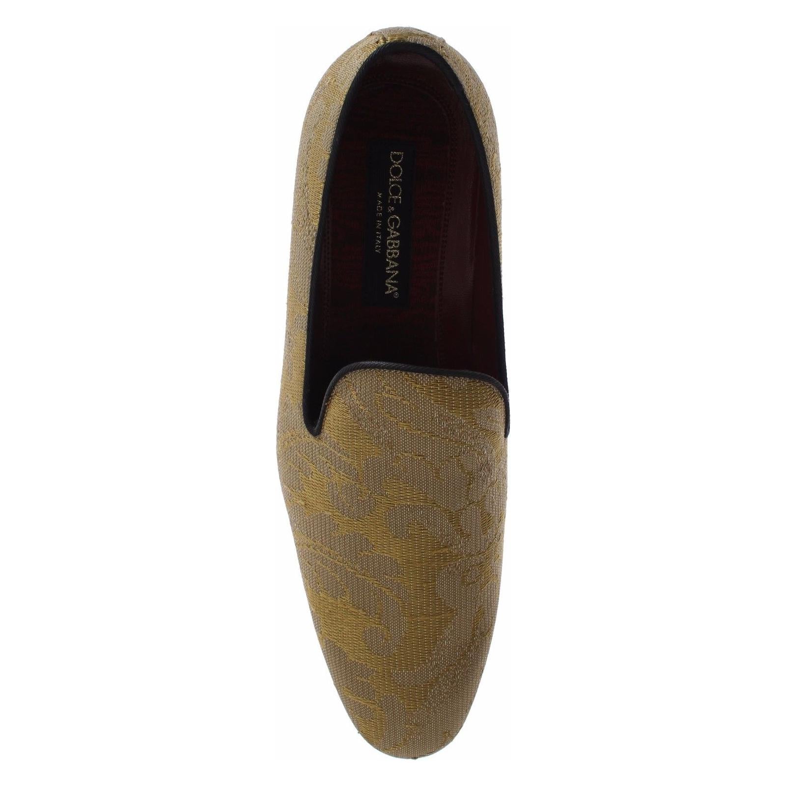 Golden Baroque Silk Dress Loafers