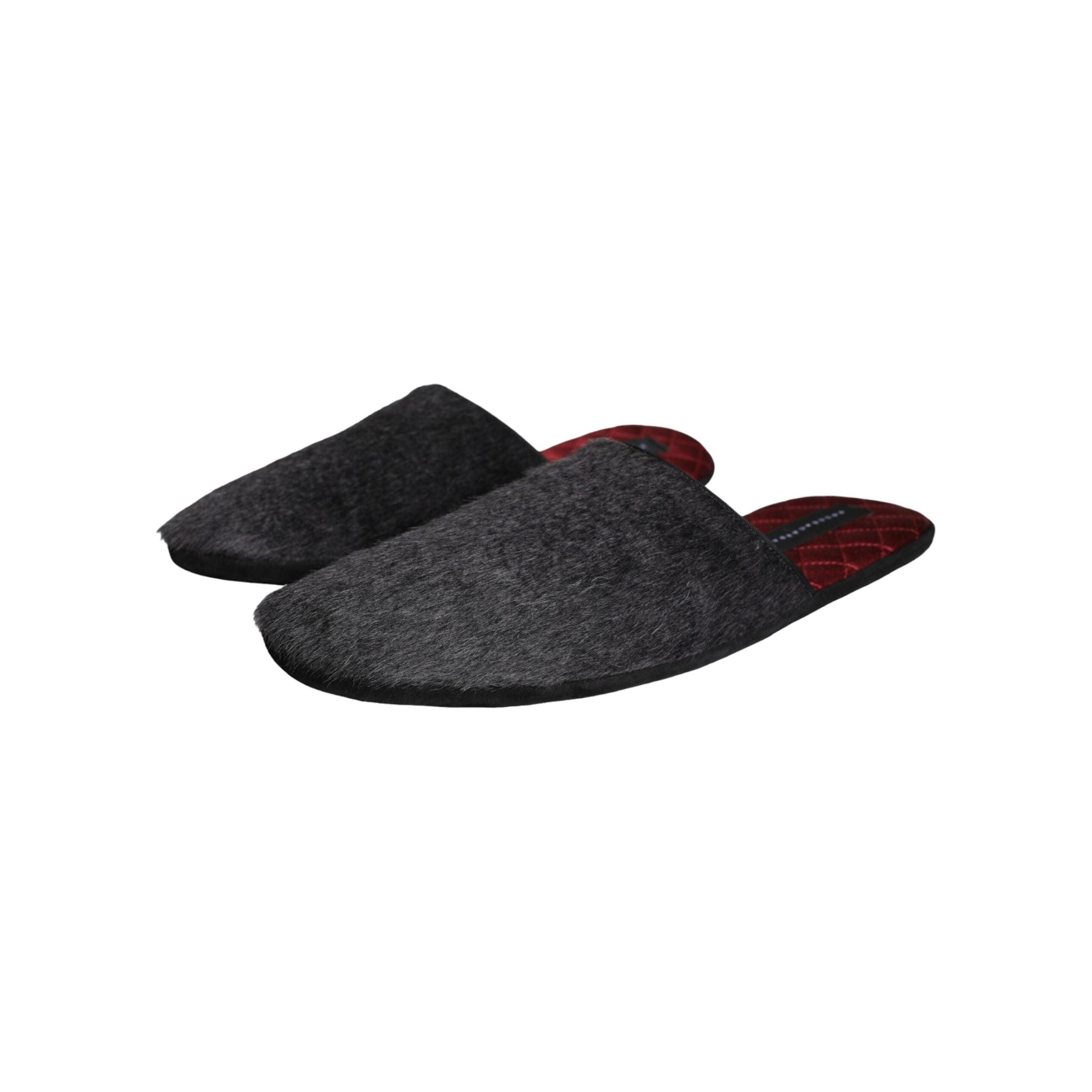 Black Faux Fur Slides Slippers Slip On Shoes