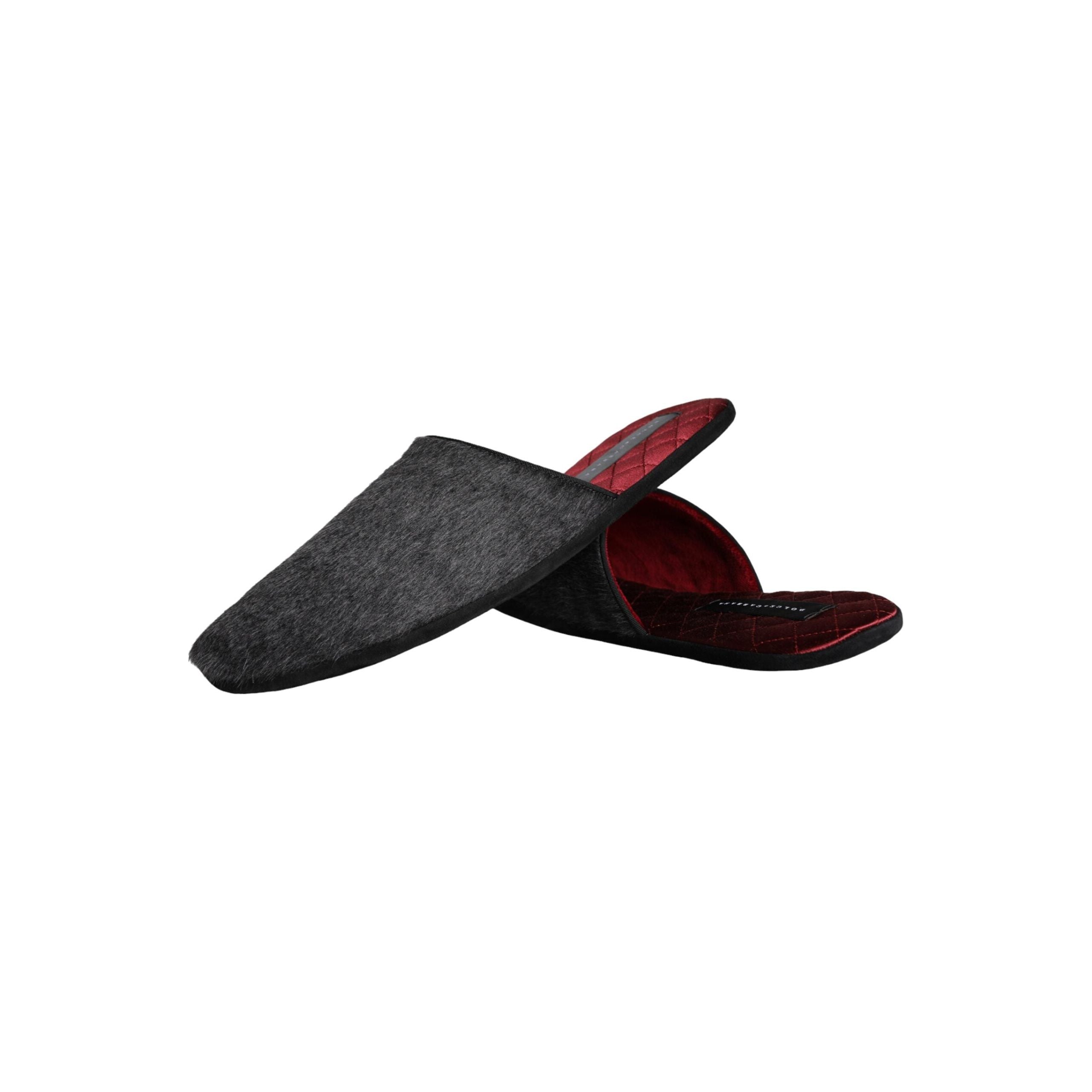 Black Faux Fur Slides Slippers Slip On Shoes