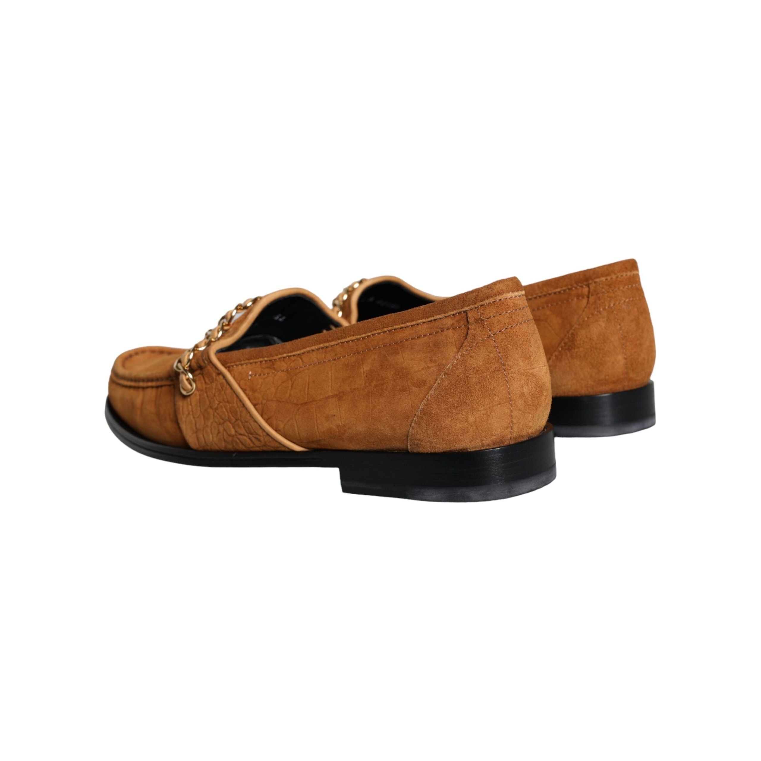 Brown Velvet Leather Logo Mocassin Slip On Shoes