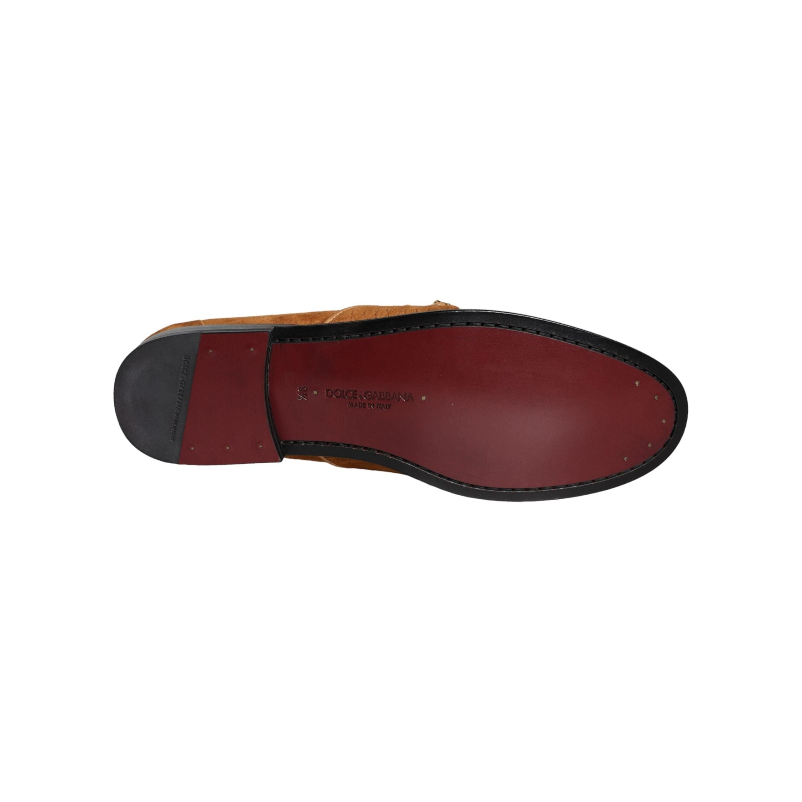 Brown Velvet Leather Logo Mocassin Slip On Shoes