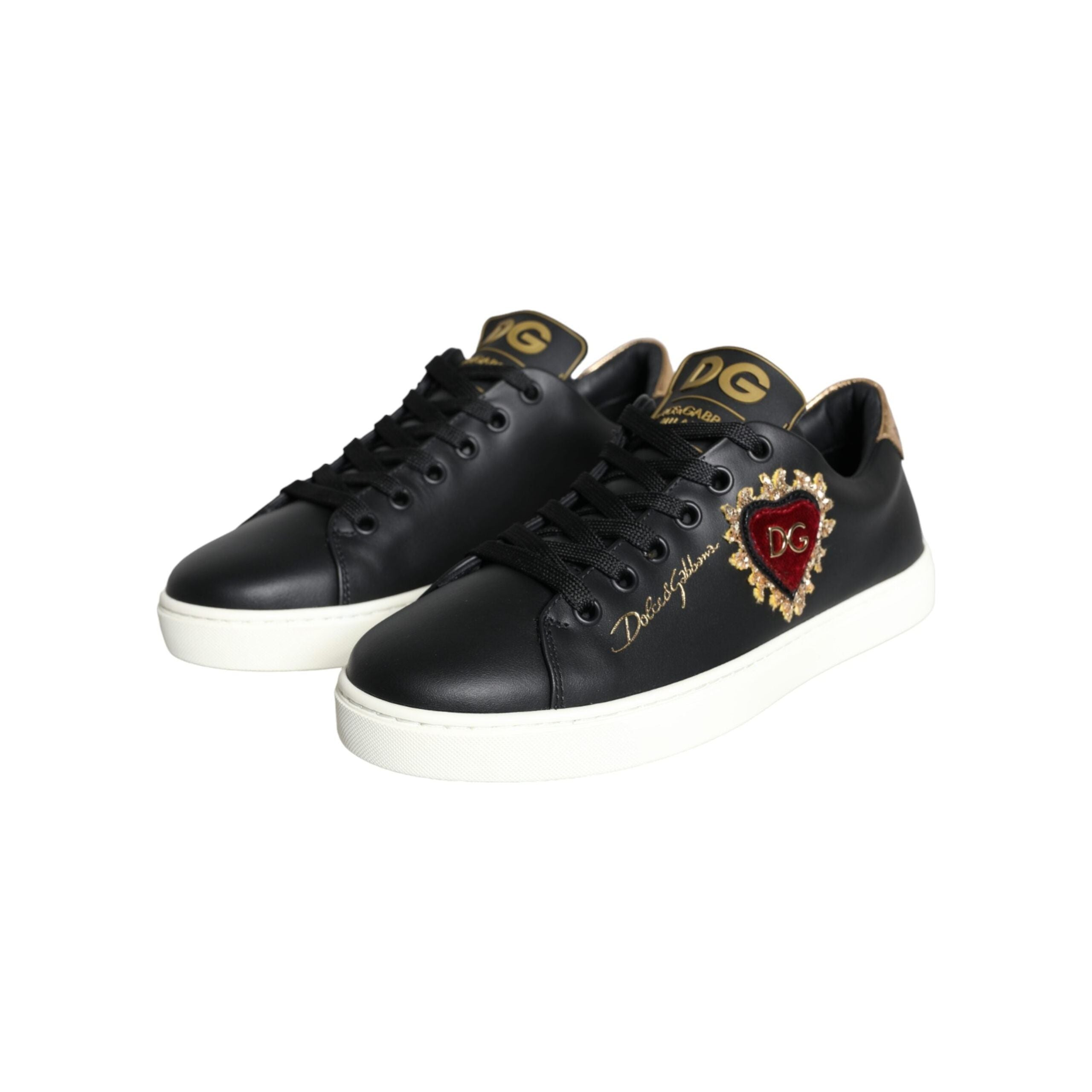 Black Portofino Sacred Heart Sneakers Shoes