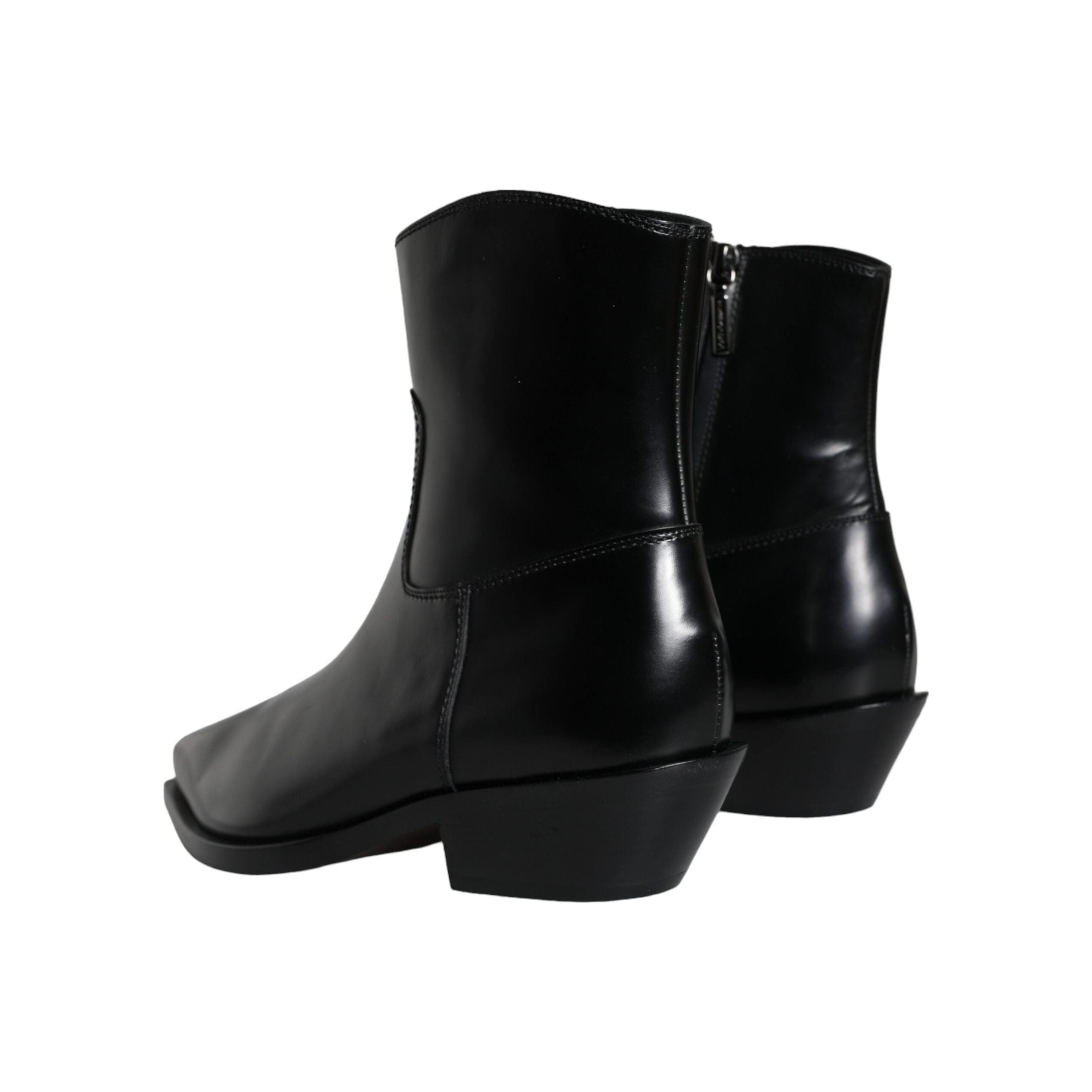 Black Leather Ankle Boots Booties Shoes