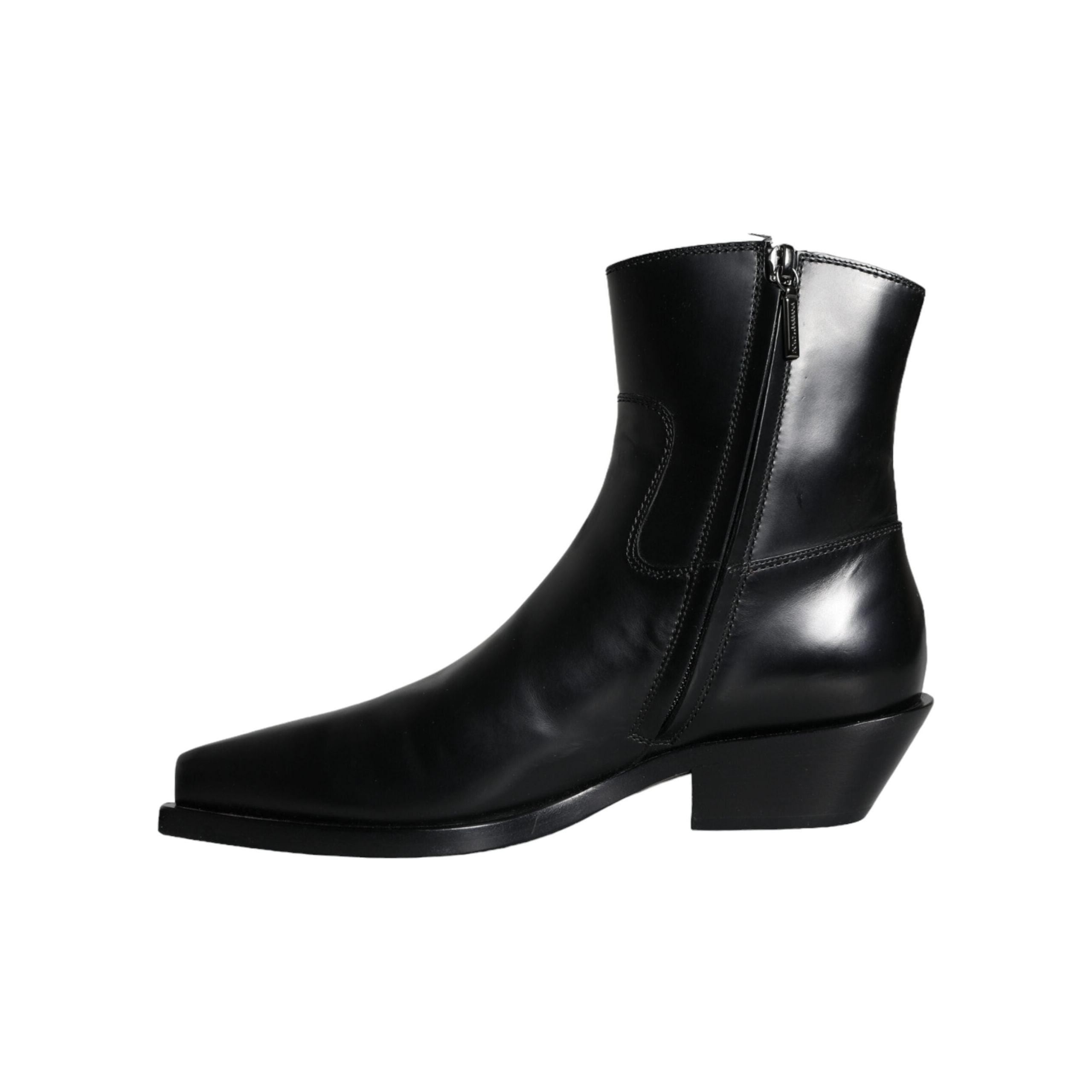 Black Leather Ankle Boots Booties Shoes