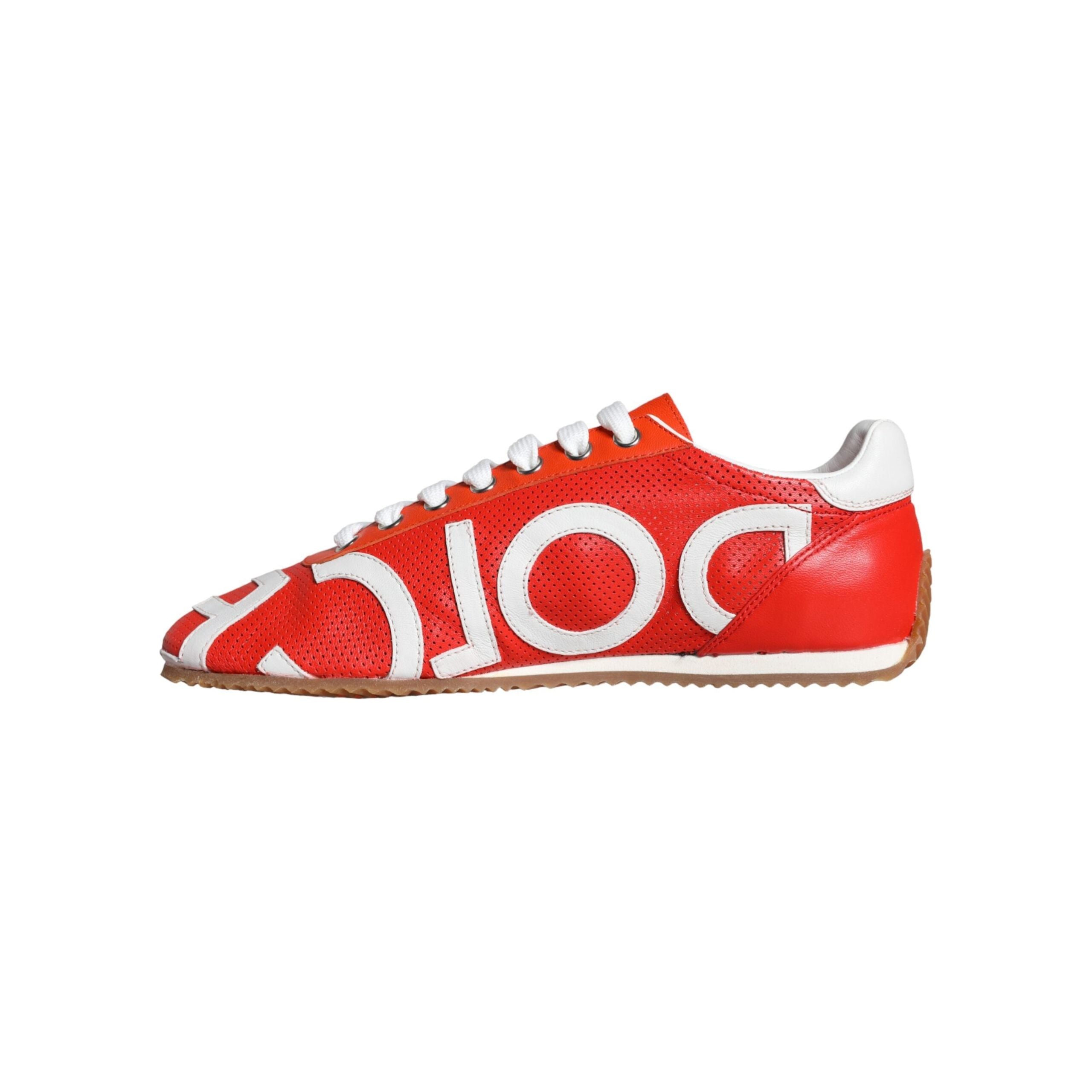 Red White Leather Logo Casual Sneakers Shoes