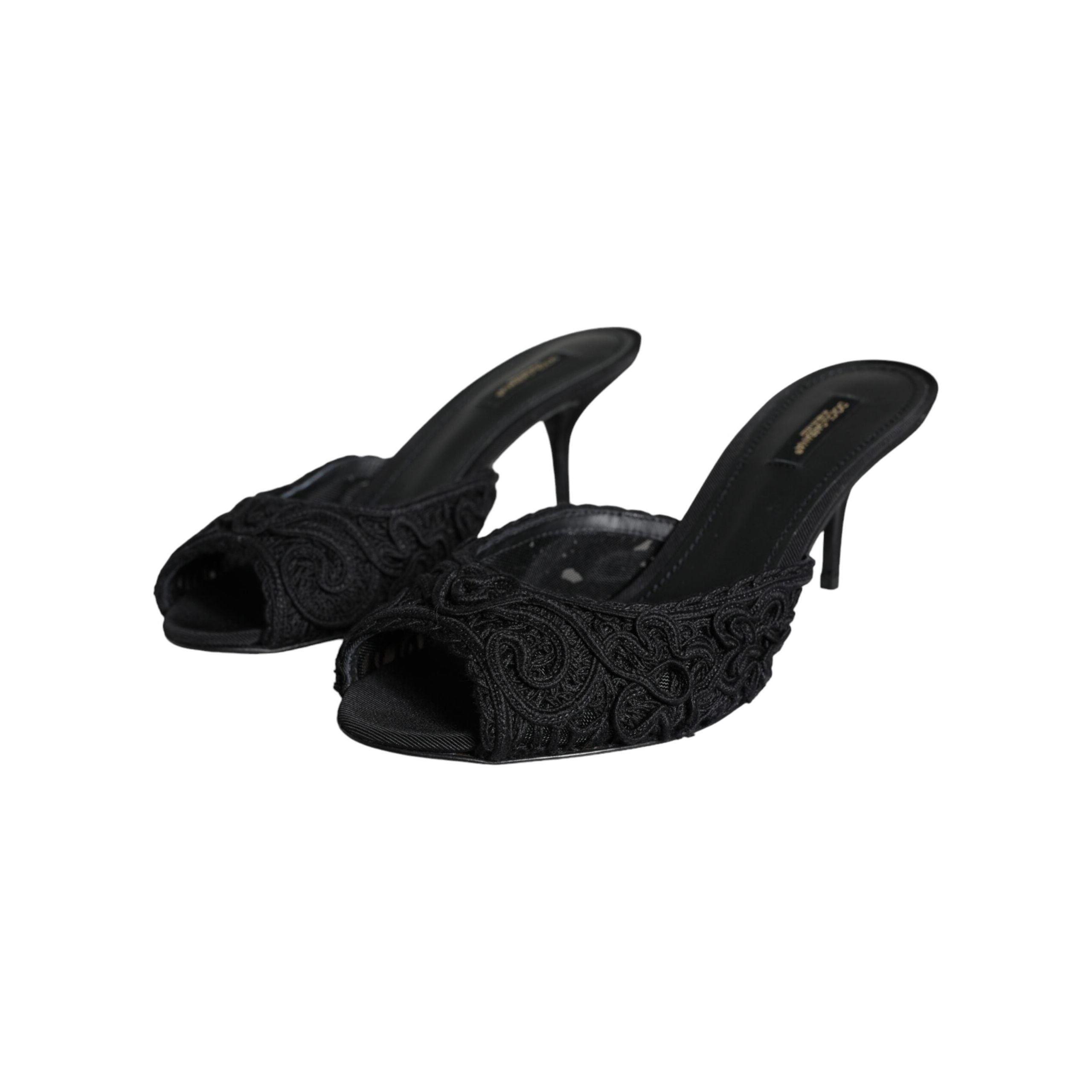 Black Keira Cordonetto Heels Slides Shoes