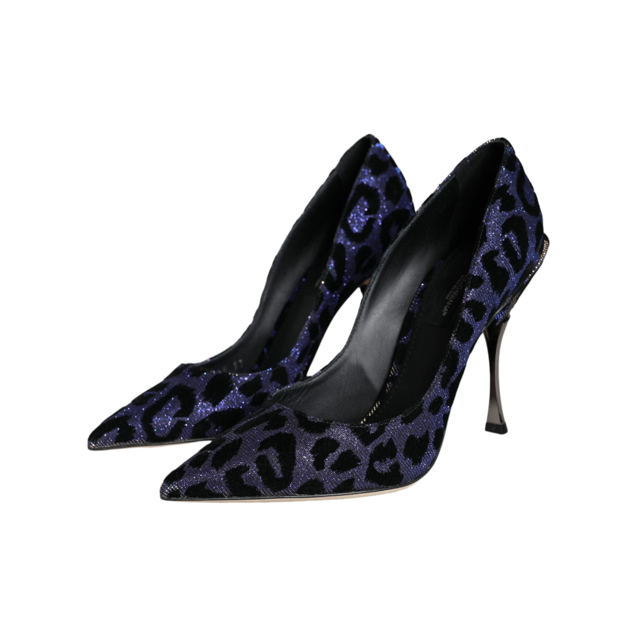 Dark Blue Leopard Lurex Heels Pumps Shoes