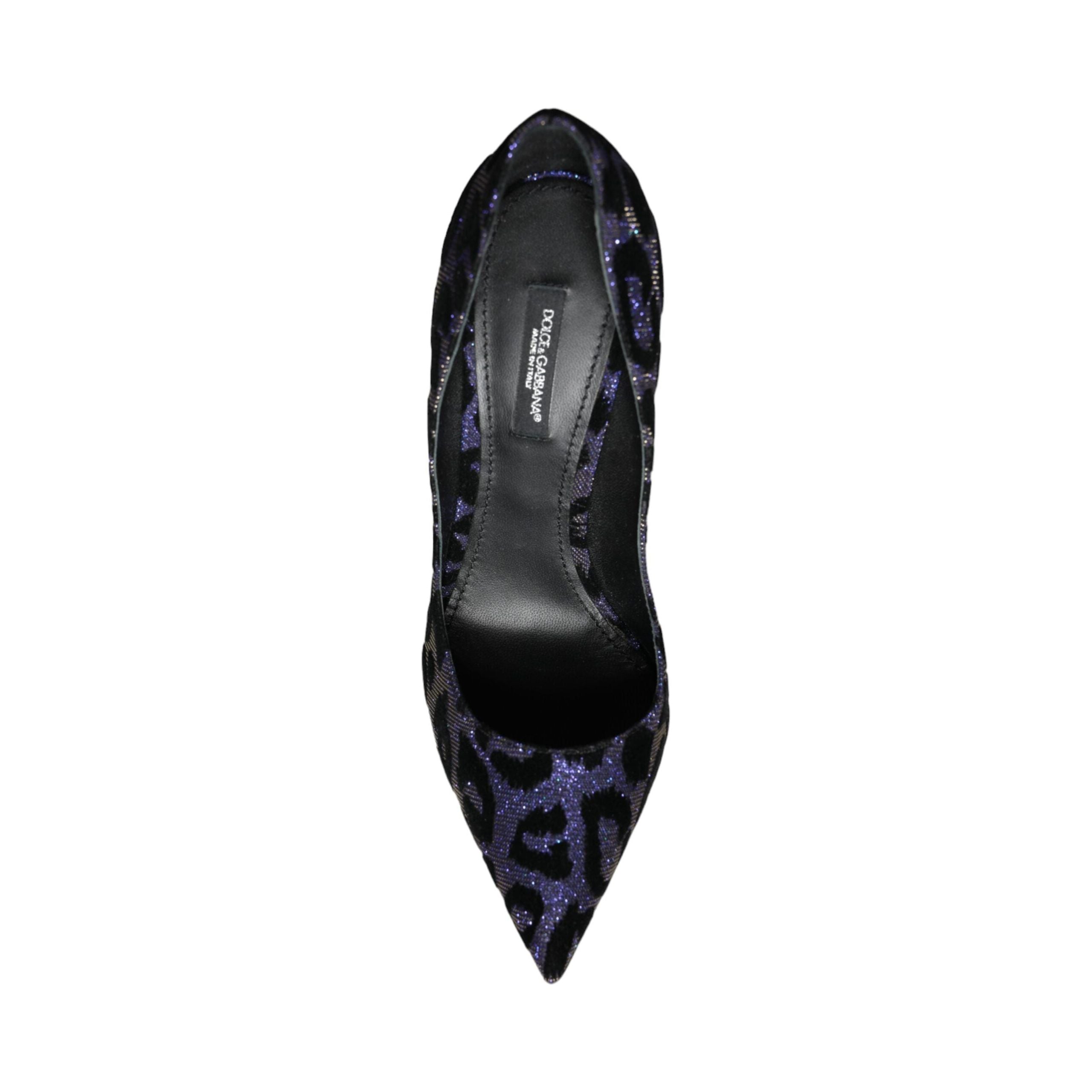 Dark Blue Leopard Lurex Heels Pumps Shoes