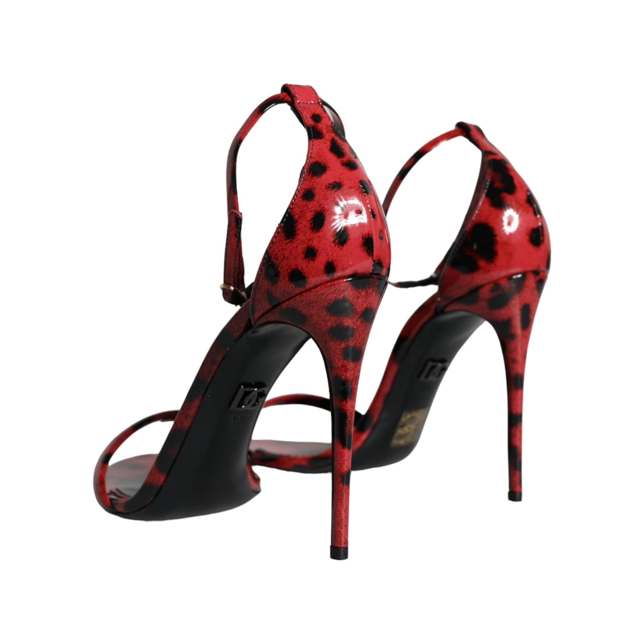 Red Leopard Leather Ankle Strap Keira Sandals Shoes