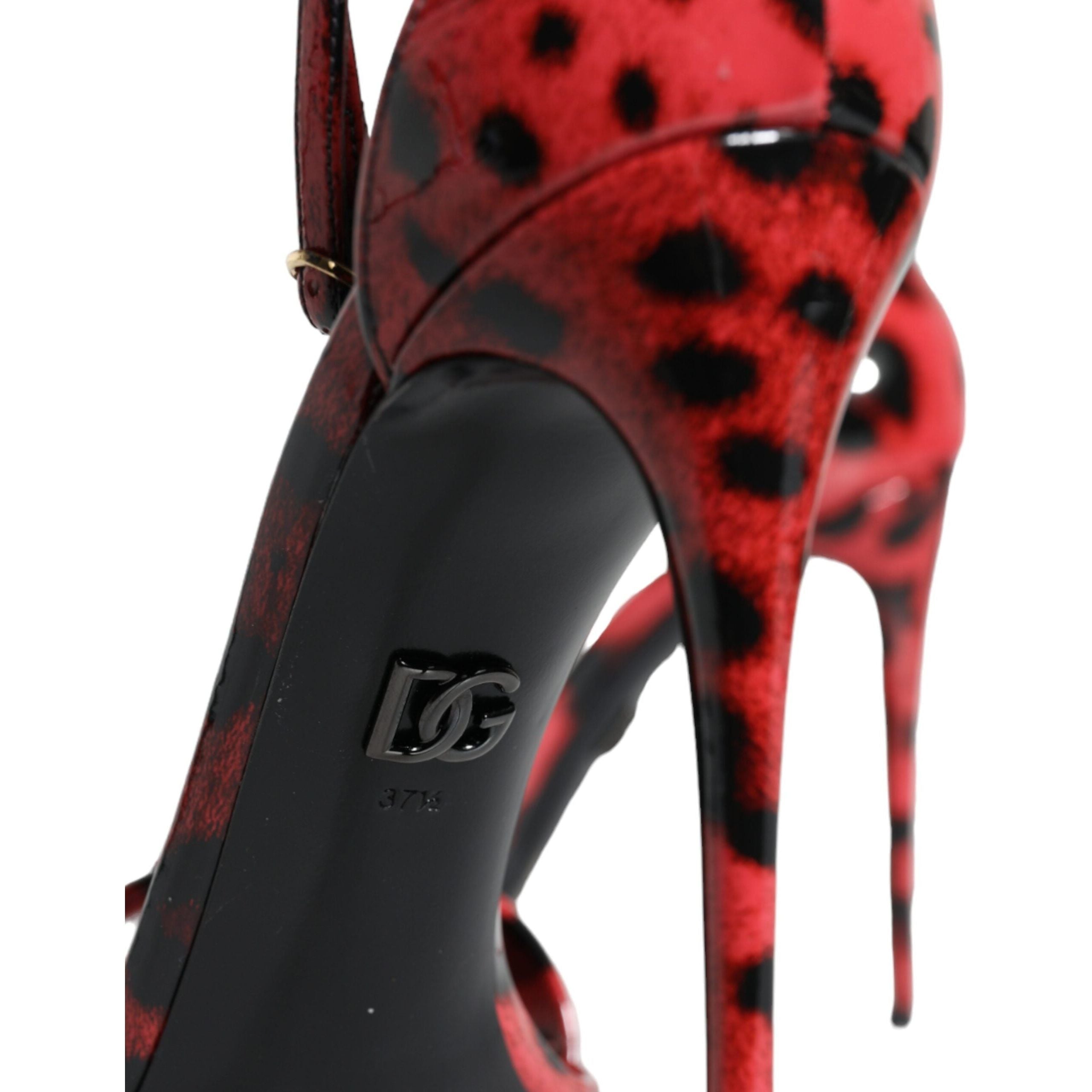 Red Leopard Leather Ankle Strap Keira Sandals Shoes