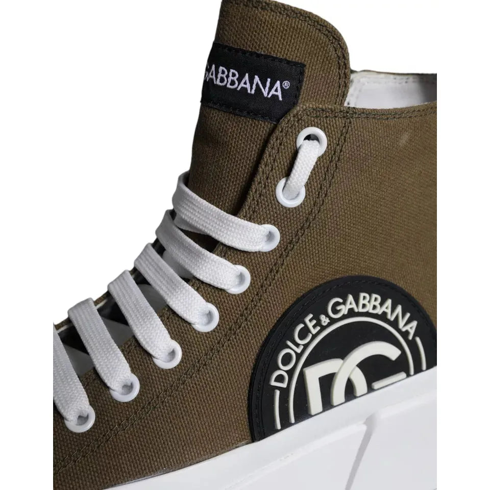 Army Green Canvas Logo Sneakers Boots Shoes