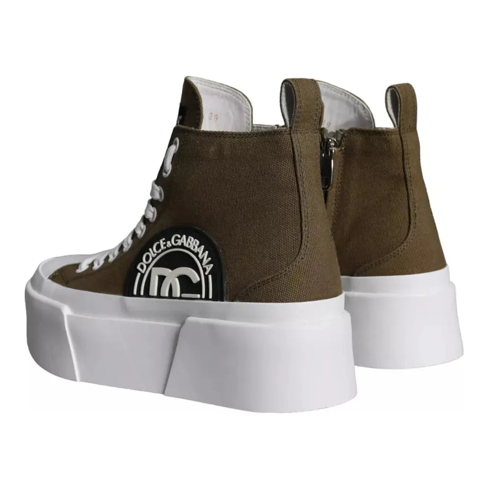 Army Green Canvas Logo Sneakers Boots Shoes