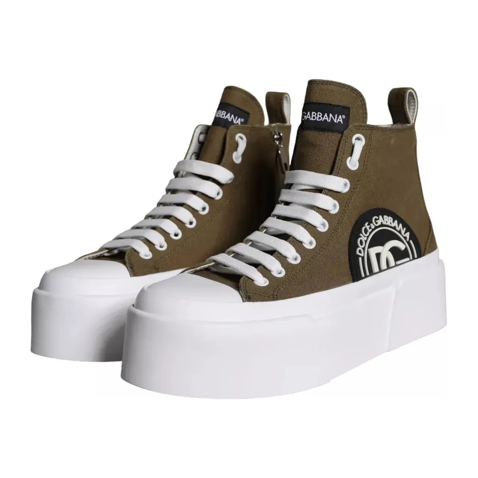 Army Green Canvas Logo Sneakers Boots Shoes