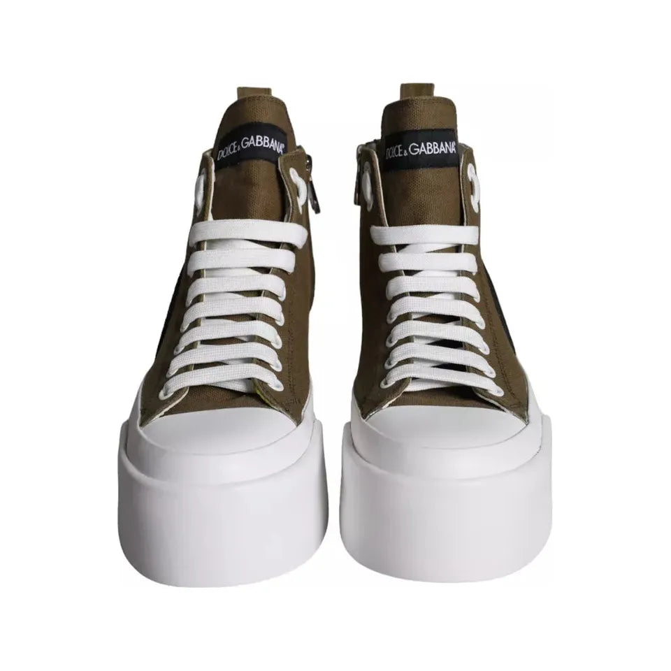 Army Green Canvas Logo Sneakers Boots Shoes