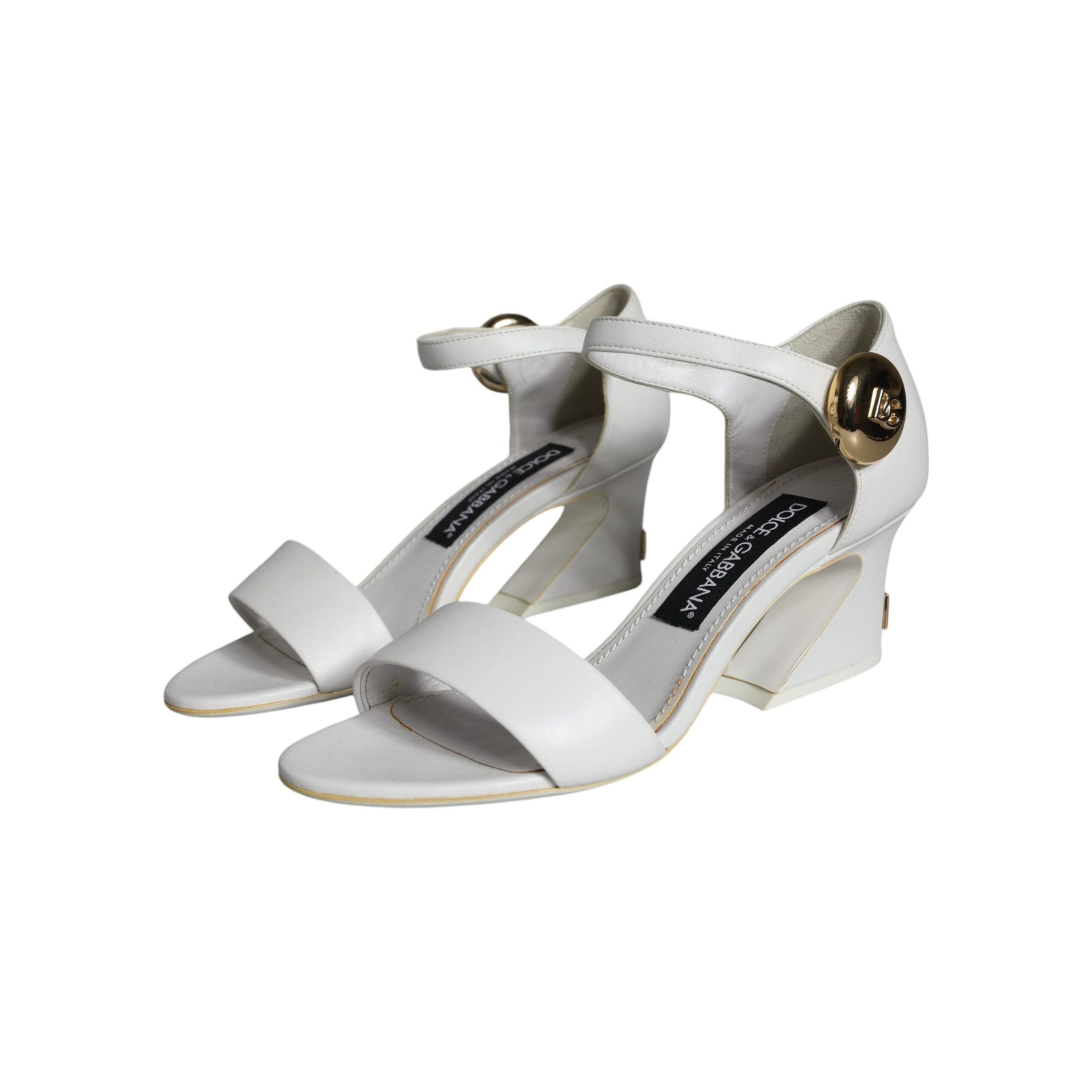 White Leather Heels Keira Sandals Shoes