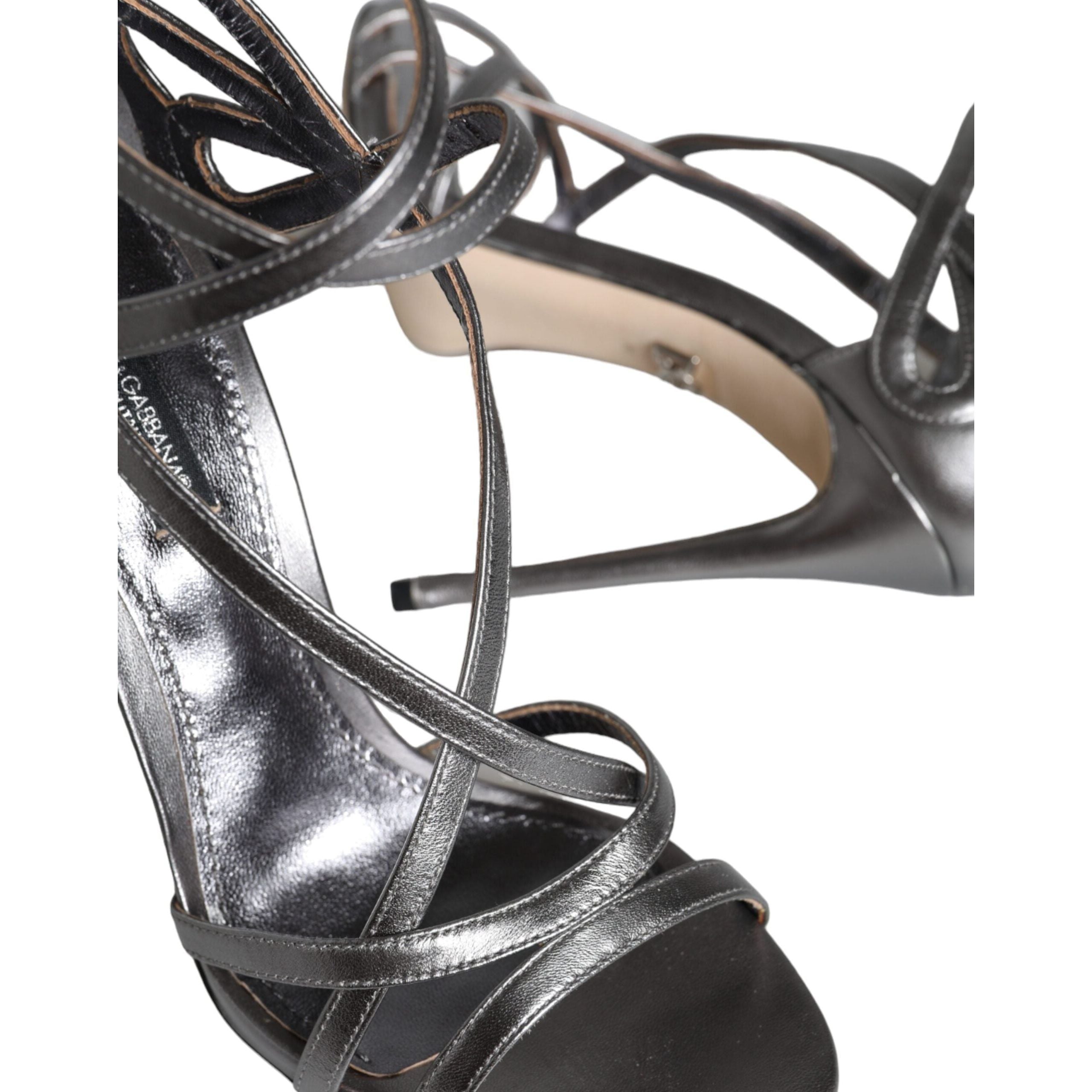 Silver Keira Leather Heels Sandals Shoes