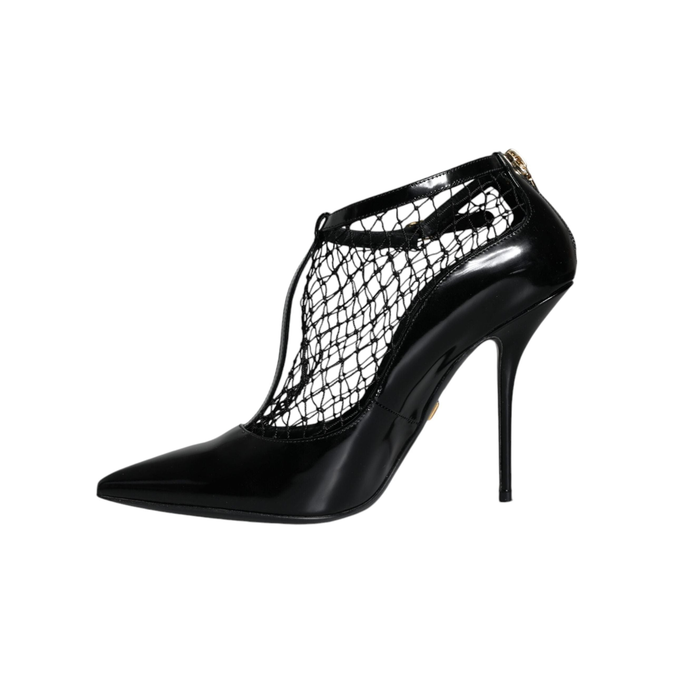 Black Mesh Patent Leather Heels Pumps Shoes