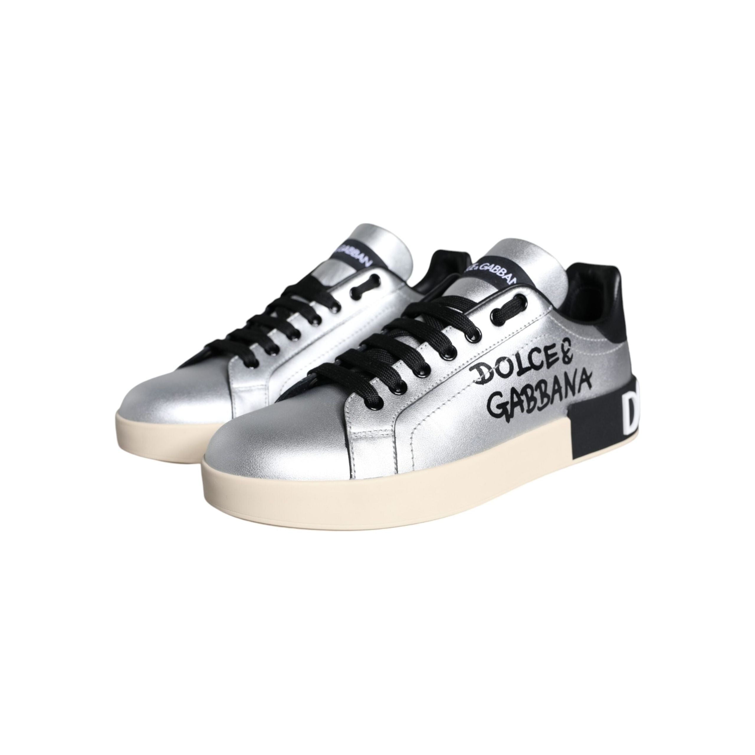 Silver Portofino Calf Leather Sneakers Shoes