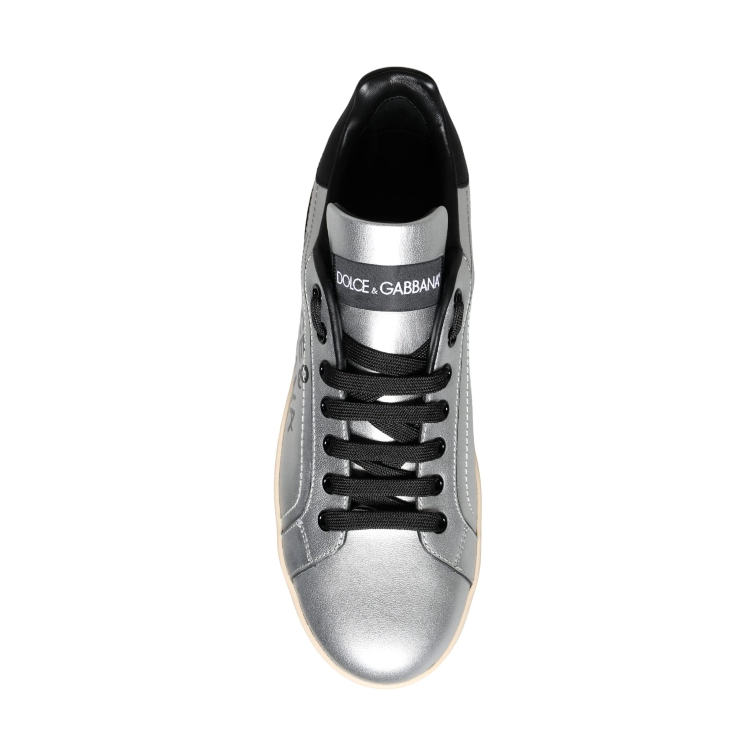 Silver Portofino Calf Leather Sneakers Shoes