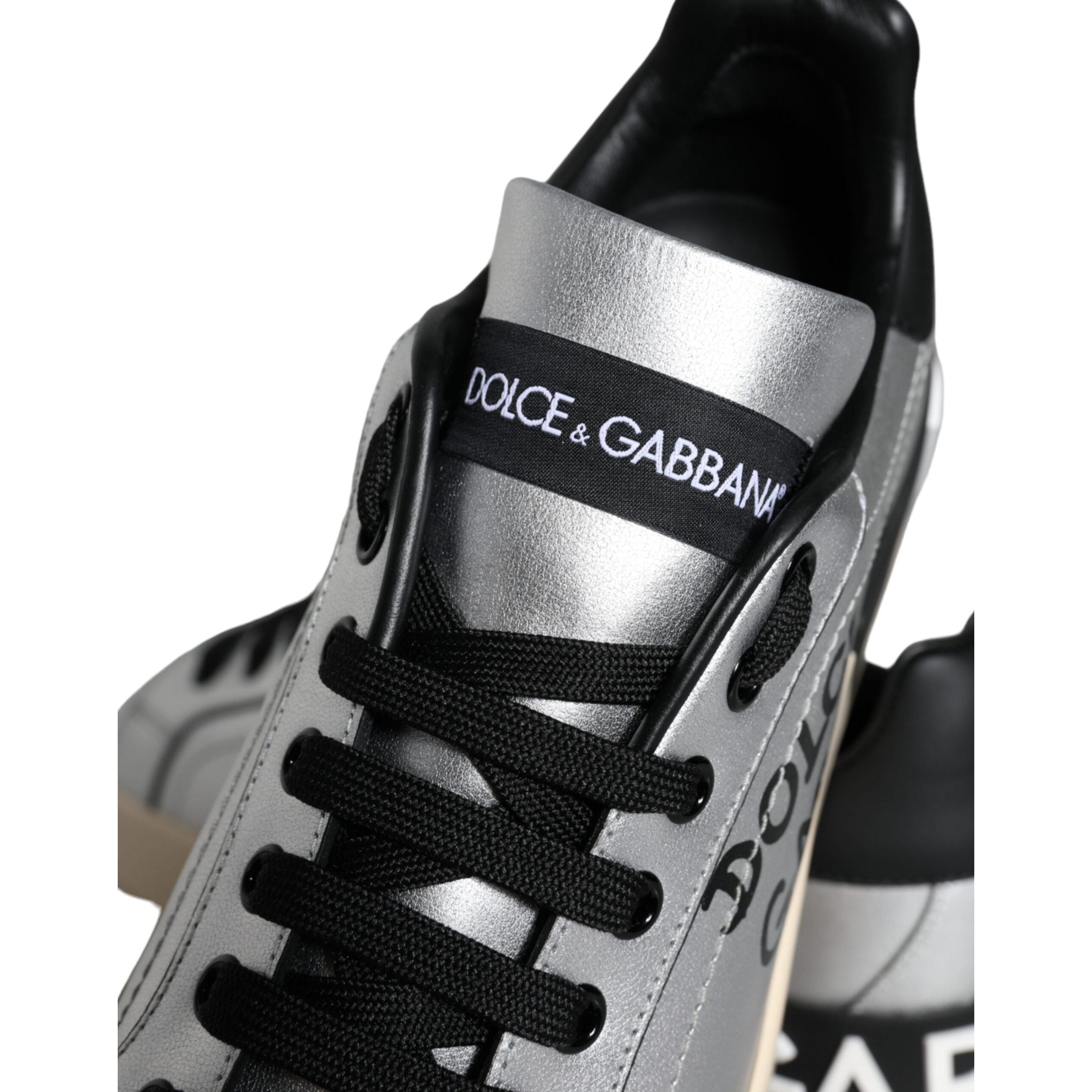 Silver Portofino Calf Leather Sneakers Shoes