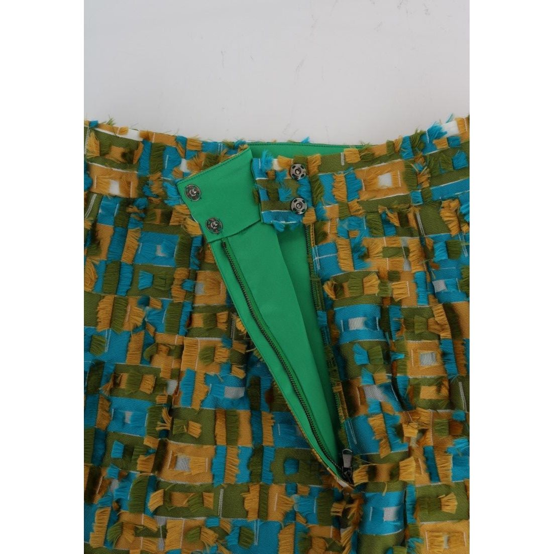 Elegant Green Jacquard High Waist Skirt