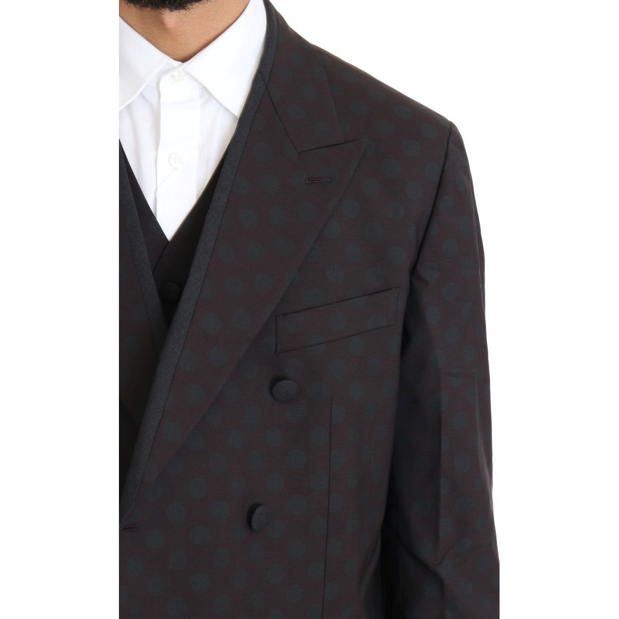 Elegant Bordeaux Polka Dot Wool Suit