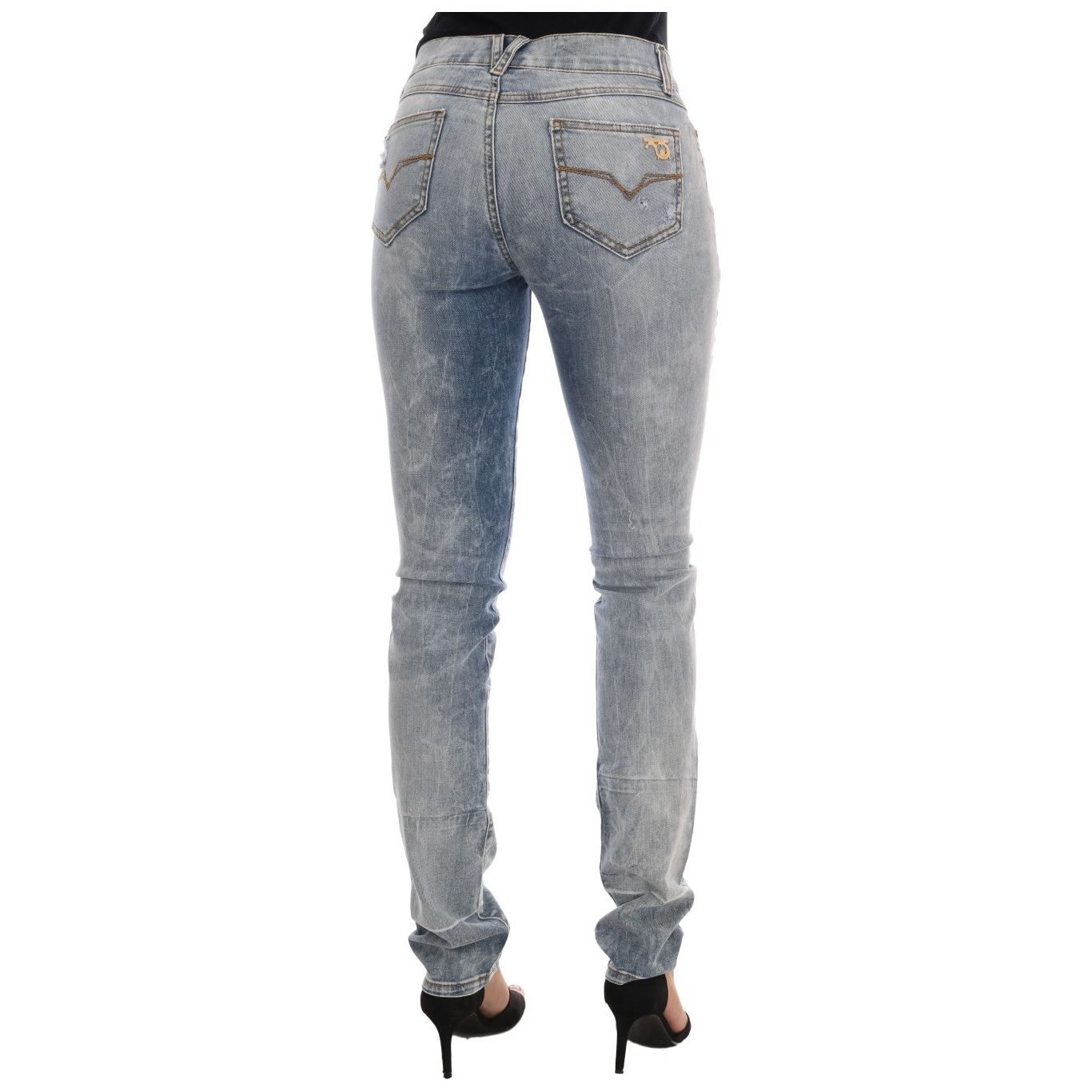 Chic Light Blue Torn Slim Fit Jeans