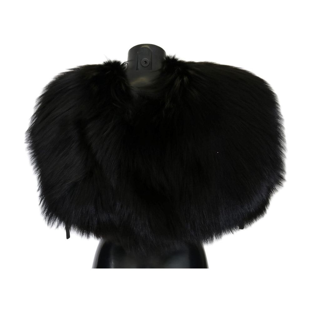 Elegant Black Silver Fox Fur Wrap Scarf